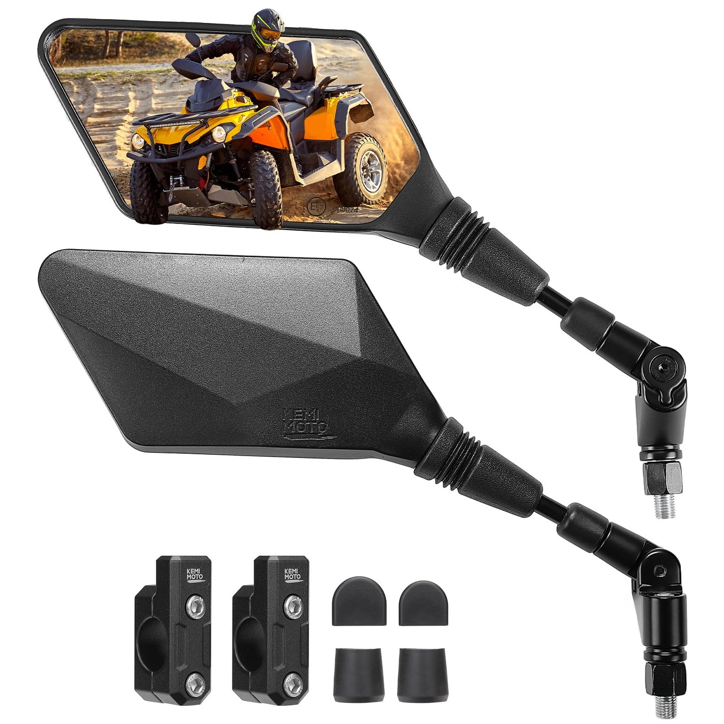 KEMIMOTO ATV Mirrors with 7/8" Handlebar Mount Motorcycle Mirrors Compatible with Polaris Sportsman Motorcycle Scooter Moped ATV Snowmobile Dirt Bike Cruiser