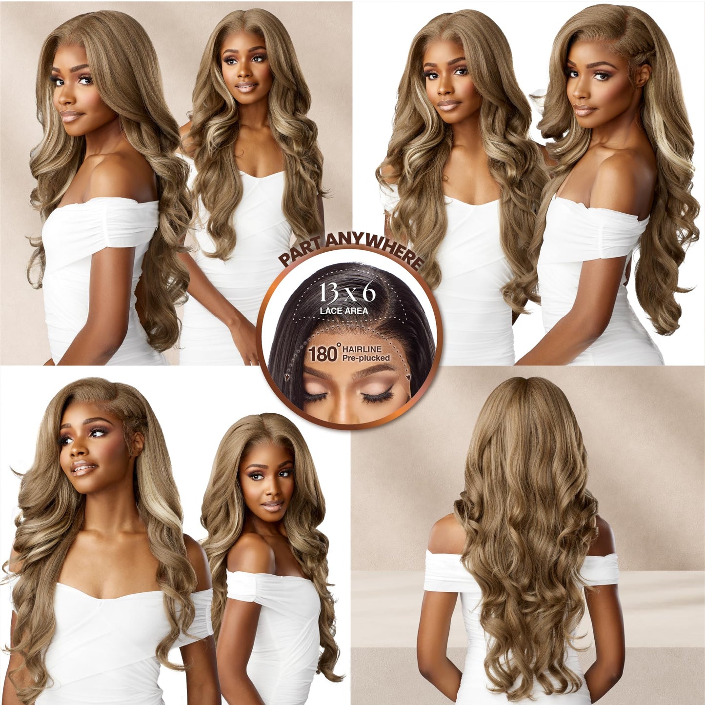 Sensationnel Bare Lace 13x6 Wigs - Unit 4 Glueless Synthetic with 180 Degree Pre-Plucked Hairline Non lifting 2040 Larger Grid Thinner Lace - BareLace unit 4 (SH/LIGHTASHBROWN)