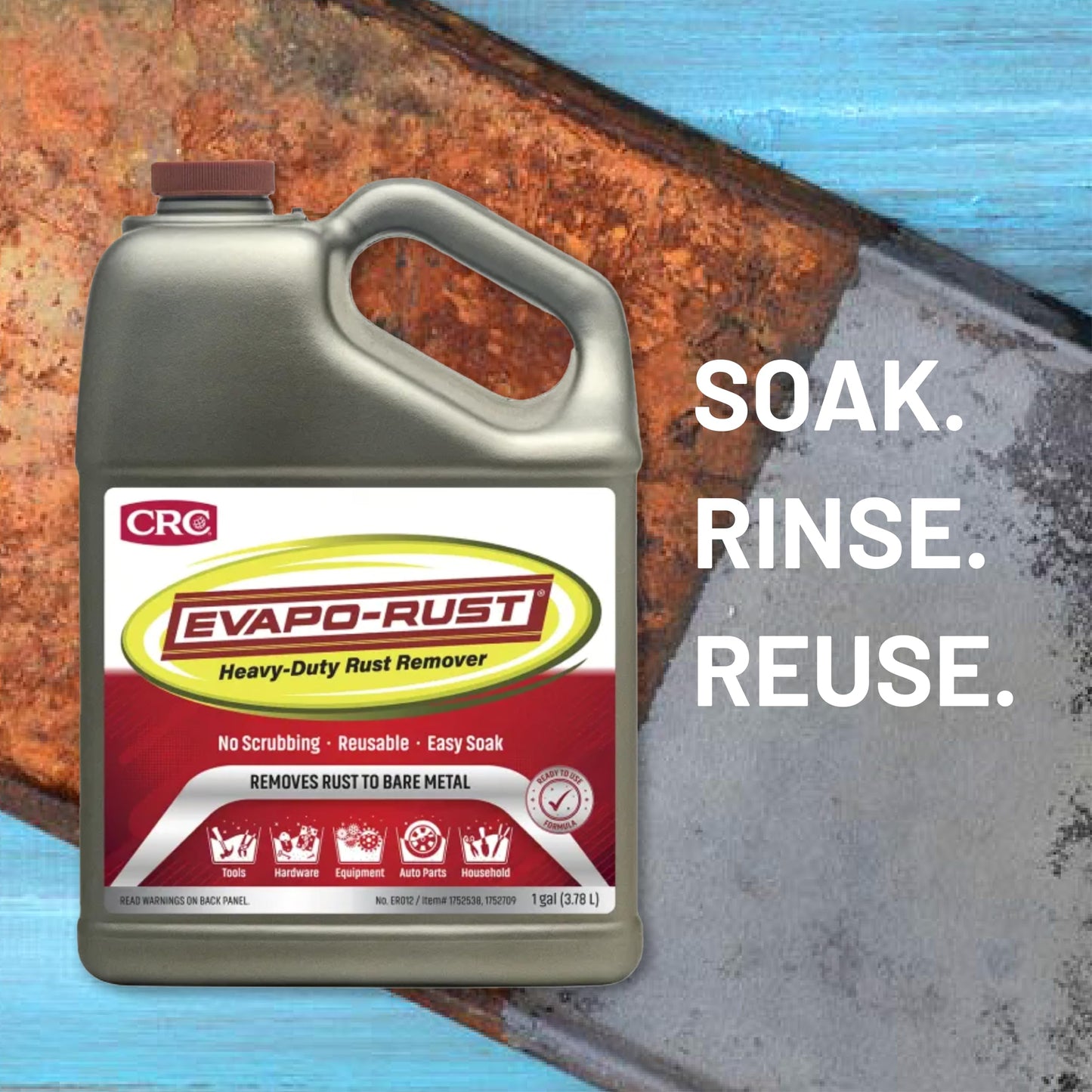 Evapo-Rust ER012 Super Safe Rust Remover – 128 oz., Non Toxic Rust Remover for Auto Parts, Hardware, Antiques | Rust Removers and Chemicals,Gray,1 gallon