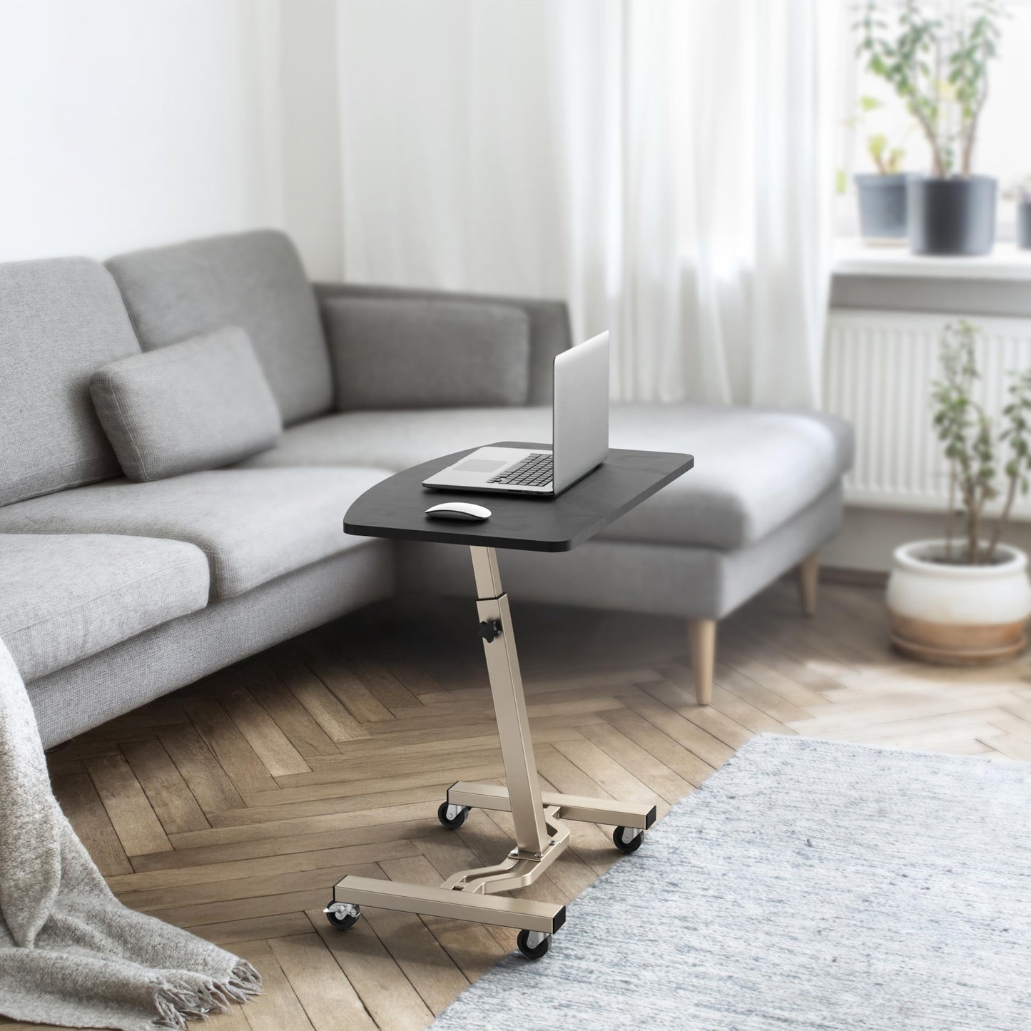 SHW Mobile Height Adjustable Laptop Rolling Cart with Height Adjustment from 28" to 33" (71 cm to 84 cm), Espresso