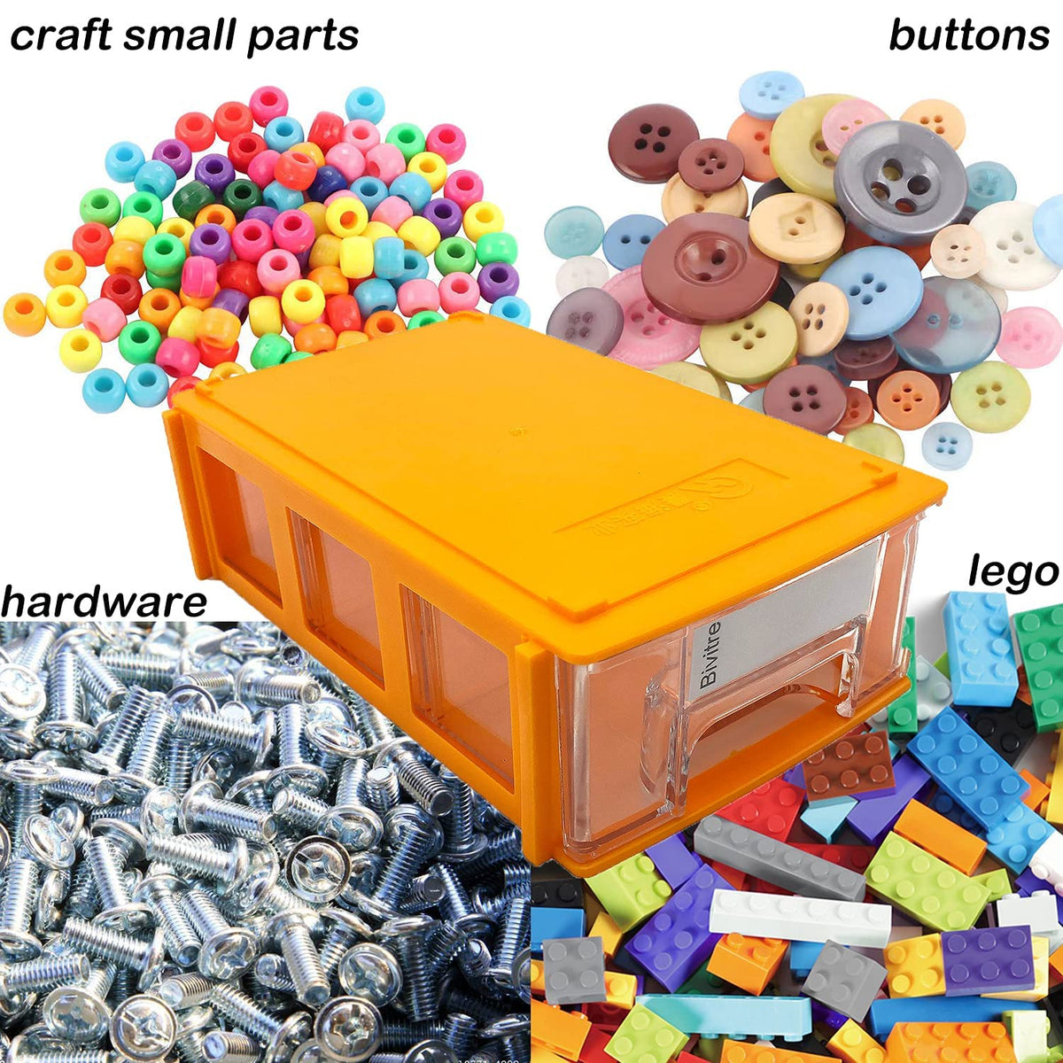 Stackable Storage Drawer Set of 20 - Plastic Drawers with Dividers and Paper Labels, Mini Drawer Organizer (ORANGE)