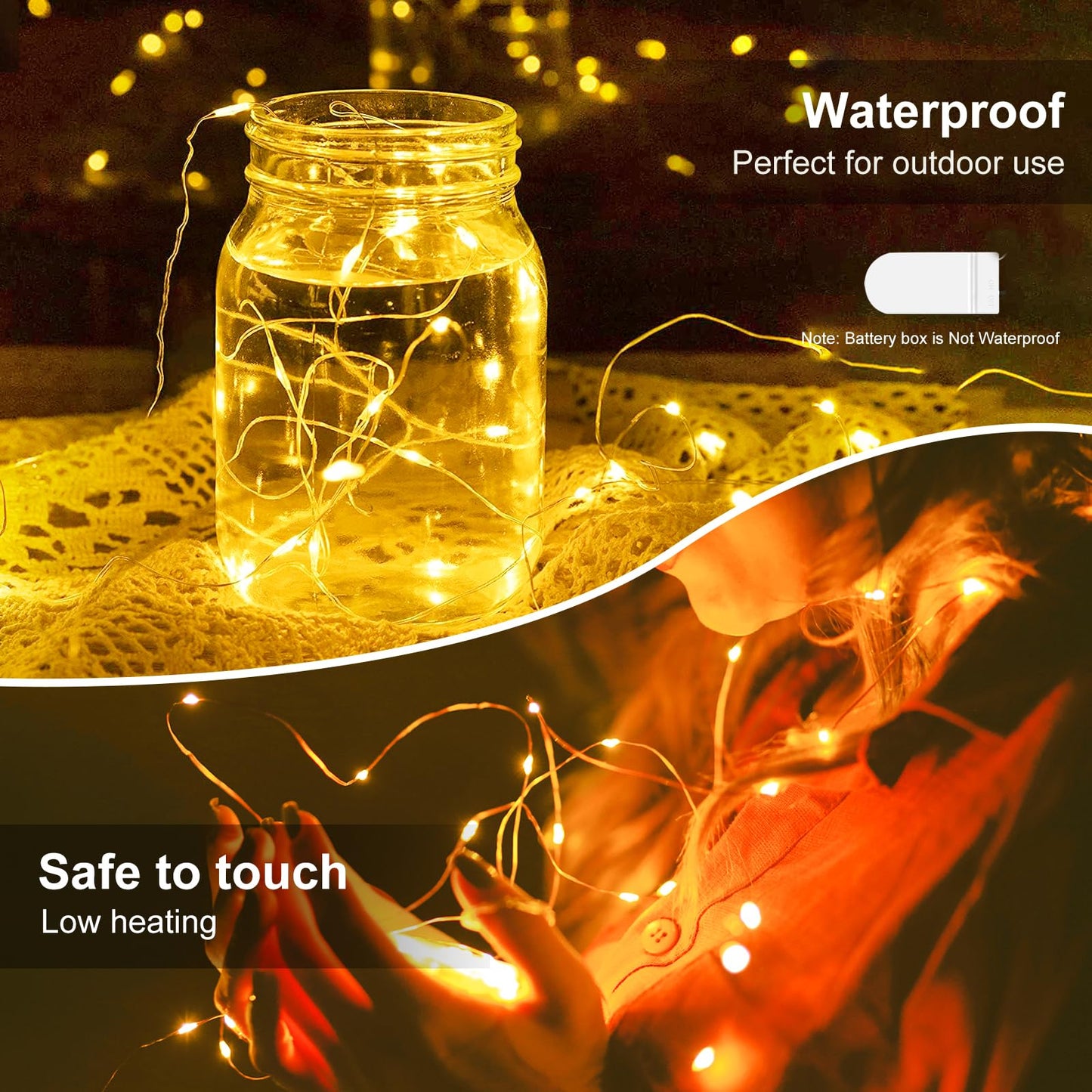 [30 Pack] Fairy Lights Battery Powered Operated Twinkle Lights 7 FT/20 LED Mini String Battery Lights Small Fairy Lights for Mason Jars Outdoor Party Christmas Bedroom Decor, Warm White