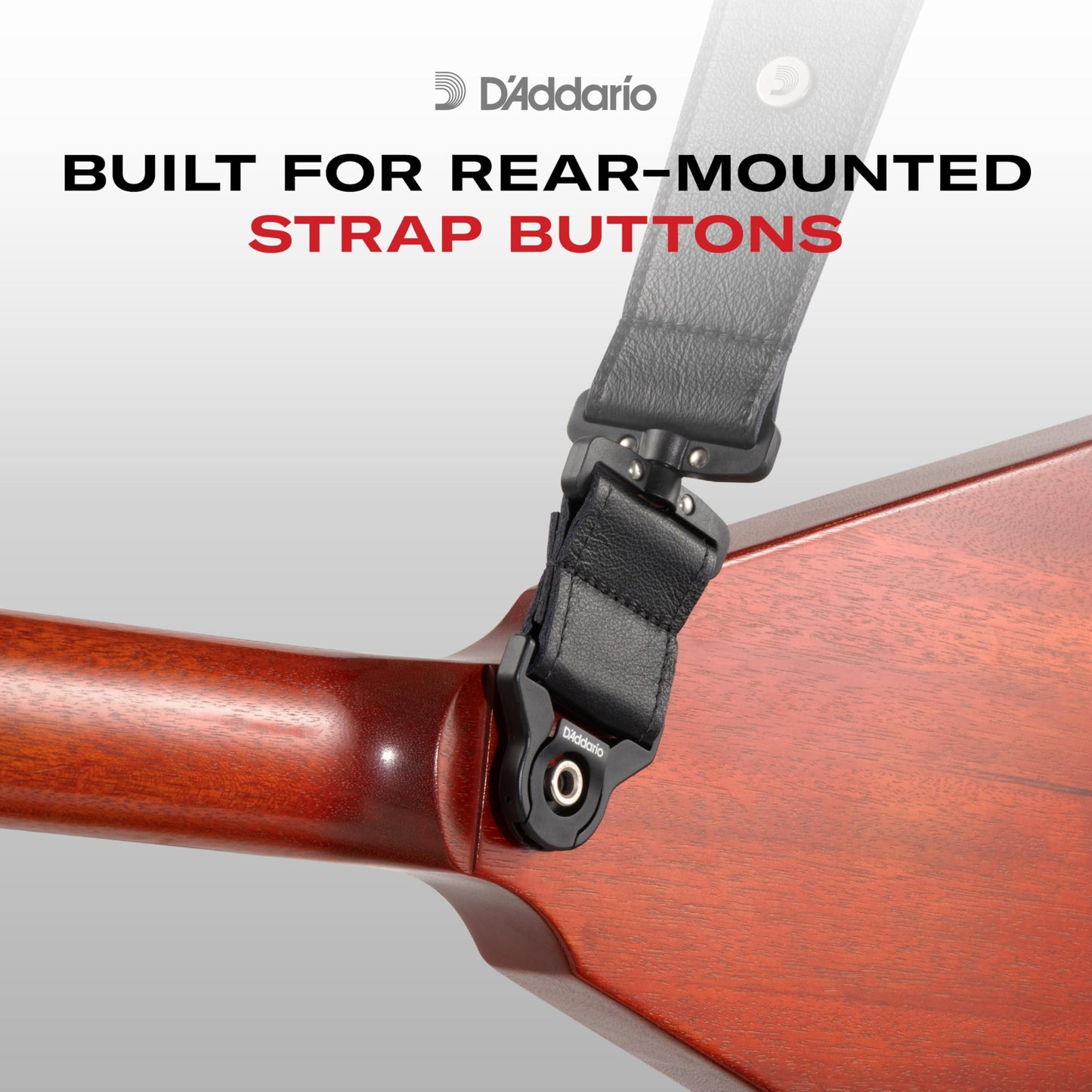 D'Addario Auto Lock Guitar Swivel Strap for Acoustic & Electric Guitars, 2" Width, Swivel Polypro, Black