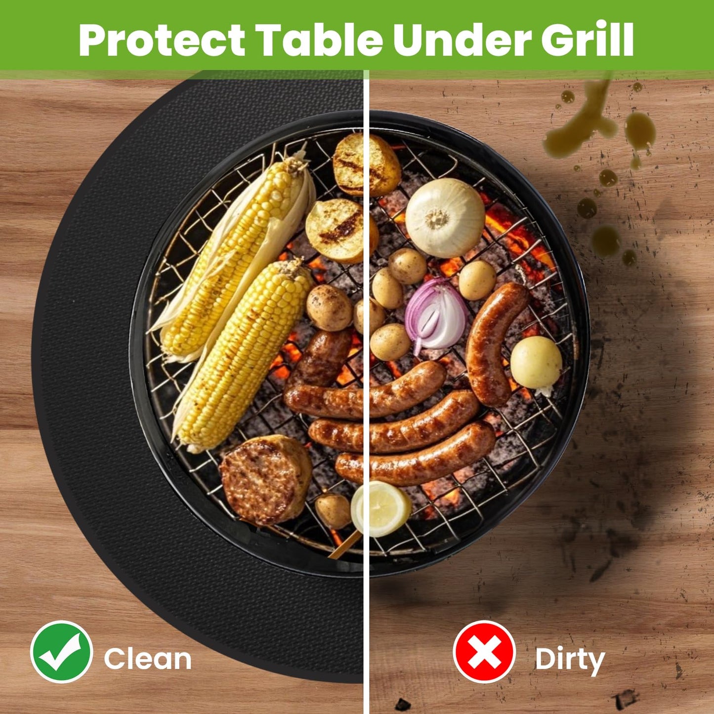 48" Fire Pit Mat for Solo Stove Bonfire, Round Under Grill Mat for Outdoor Grill, Fireproof Mat, Double-Sided Fireproof Under BBQ Mat for Smokers, Kamado, Deck, Grass, Floor