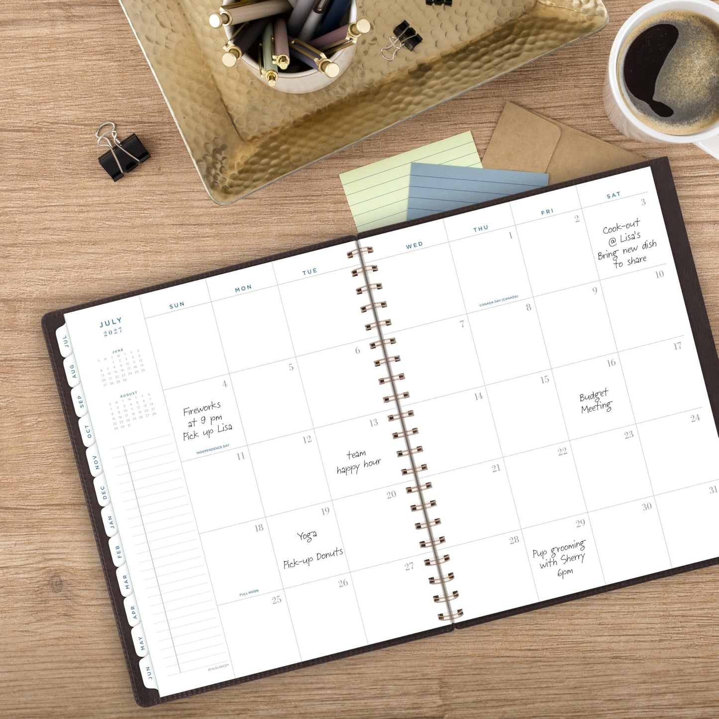 AT-A-GLANCE Planner 2026-2027 Weekly & Monthly Academic 13-Month July-July, 8-1/2" x 11", Signature, Brown (YP905A09)