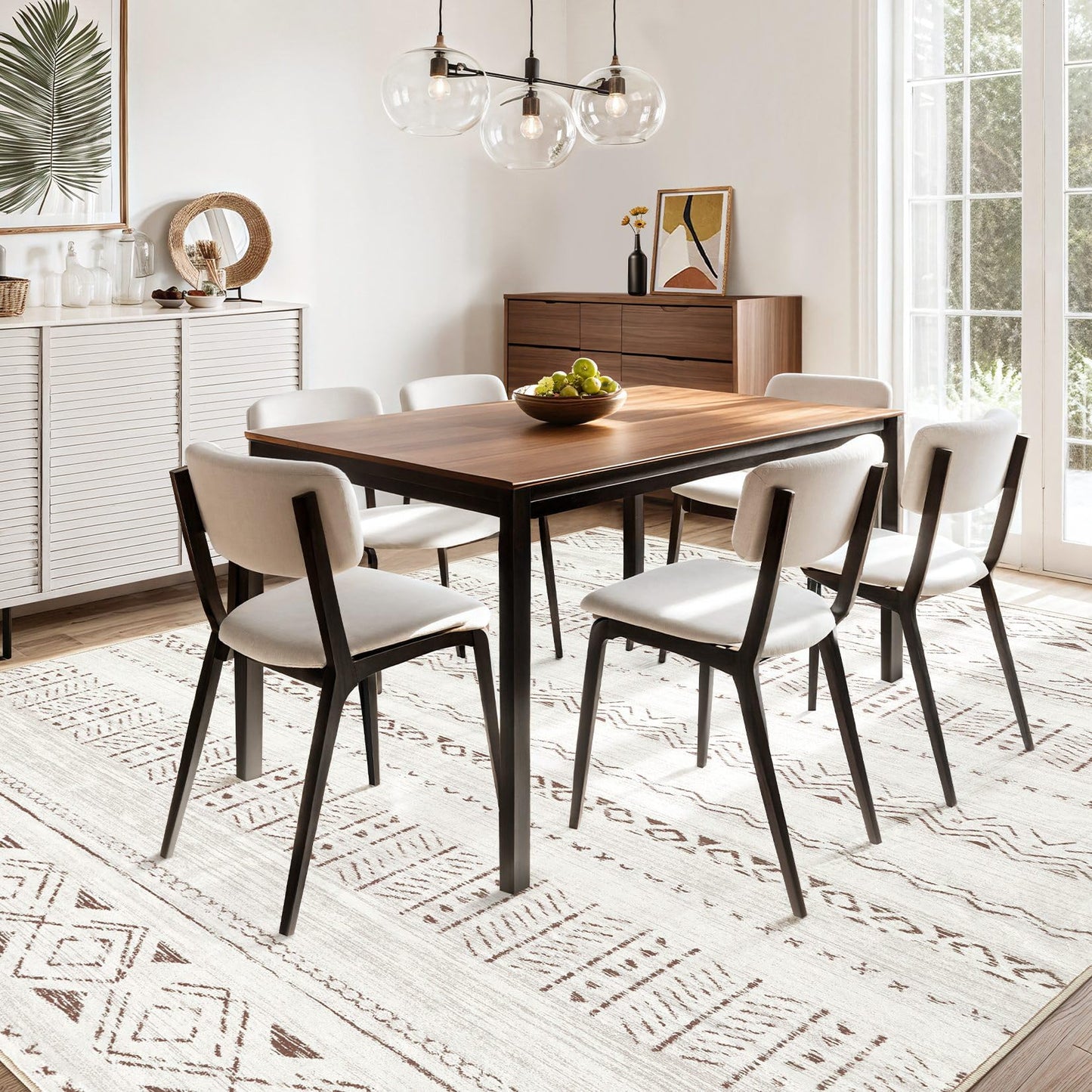 Area Rugs for Living Room Washable Living Room Rug Soft Neutral Indoor Floor Carpet Non-Slip Stain Resistant Modern Boho Rugs for Bedroom Dining Room Kids Room Nursery Office Home Brown