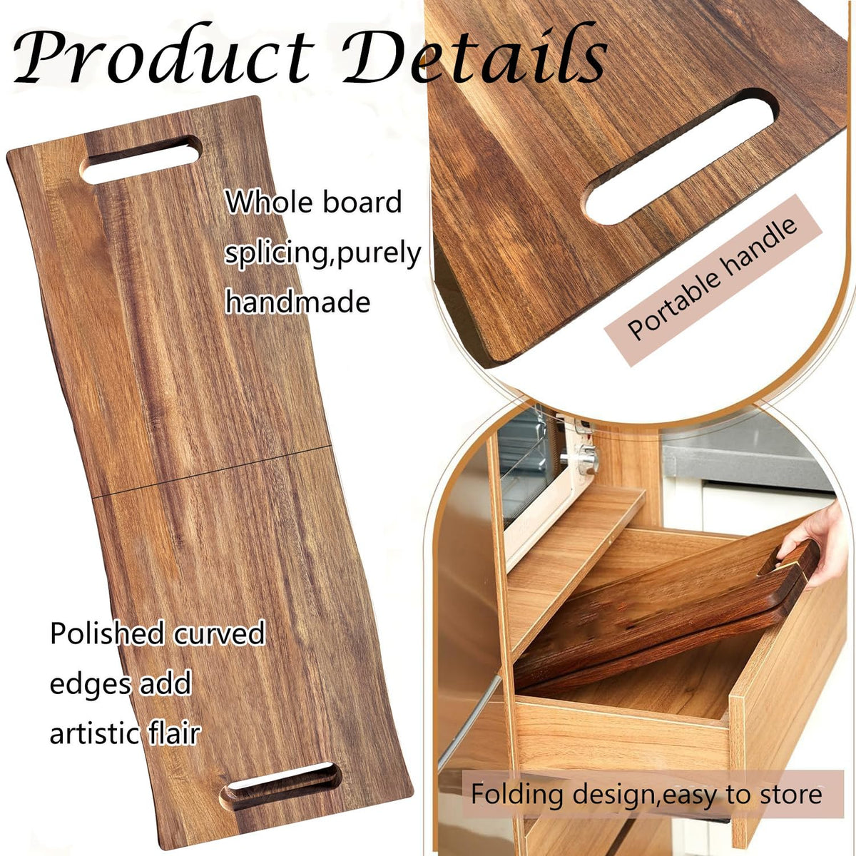 33" Large Charcuterie Board with Handles,Acacia Wooden Cheese Serving Board Kitchen Platter Party Charcuterie for Appetizers Food Bread Meat Fruit Display