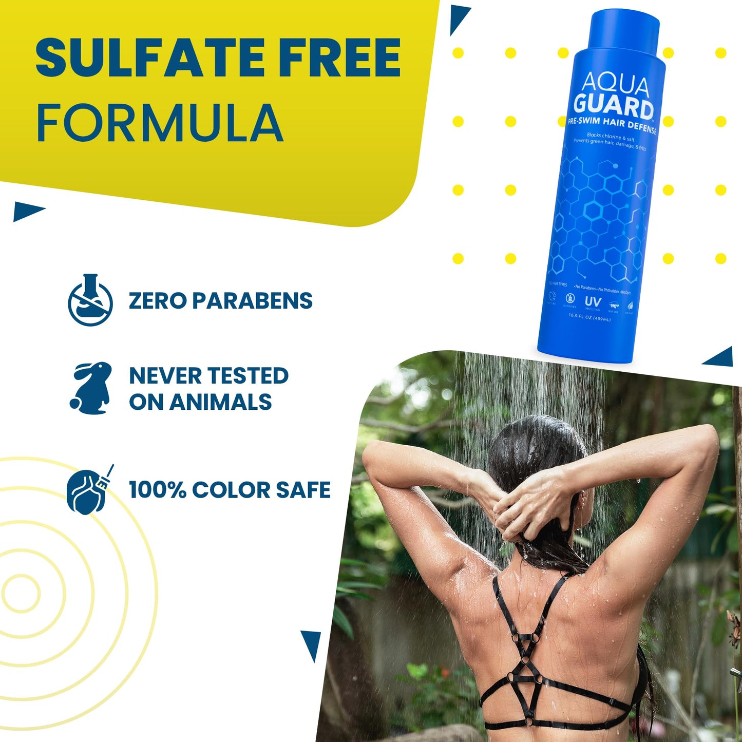 AquaGuard Pre-Swim Hair Defense | Prevents Chlorine Damage + Softens Hair | Color Safe, Great Smelling | Made in California | 16.9 oz