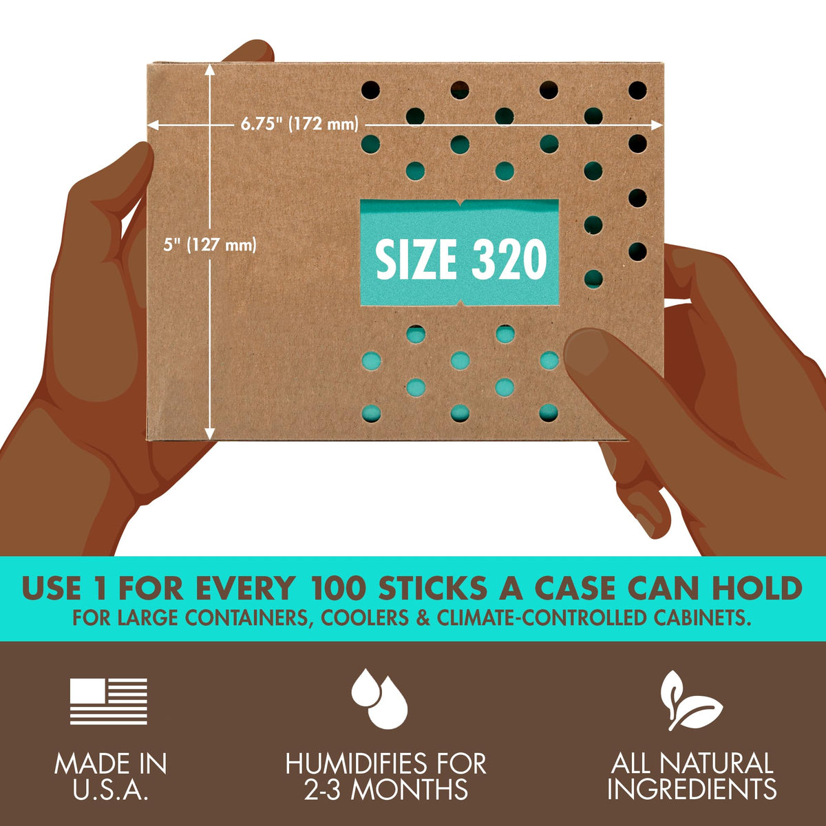 Boveda 69% RH 2-Way Humidity Control – Size 320 For Use Up to 100 Cigars - Restores & Maintains Humidity – All In One Solution For Humidification- Patented Technology for Cigar Humidors - 1 Count