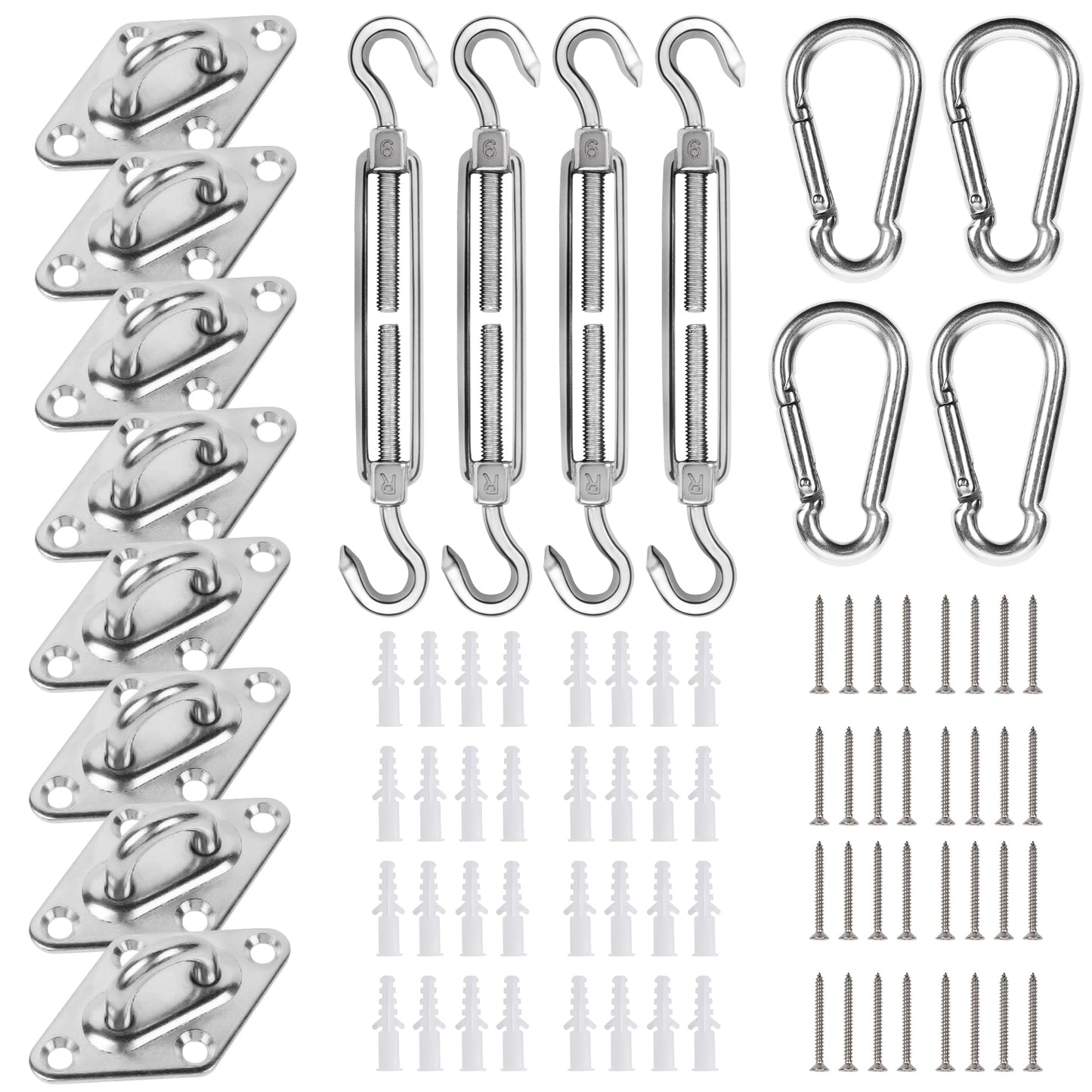 YOFIT Shade Sail Hardware Kit 6 inch for Triangle Rectangle Sun Shade Sail Installation, 304 Grade Stainless for Garden Outdoors, 80 Pcs
