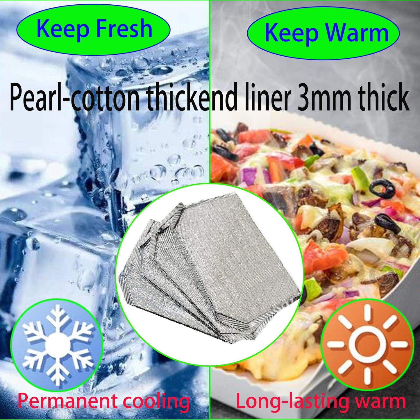 4 PACKS Reusable Insulation Bags Thermal Box Liners ,14 x 9.2 x 13.2 in Foil Thermal Box Liners for Takeaway packing insulation， Lunch Box Shopping Bag Insulation Lining Waterproof Insulation Package