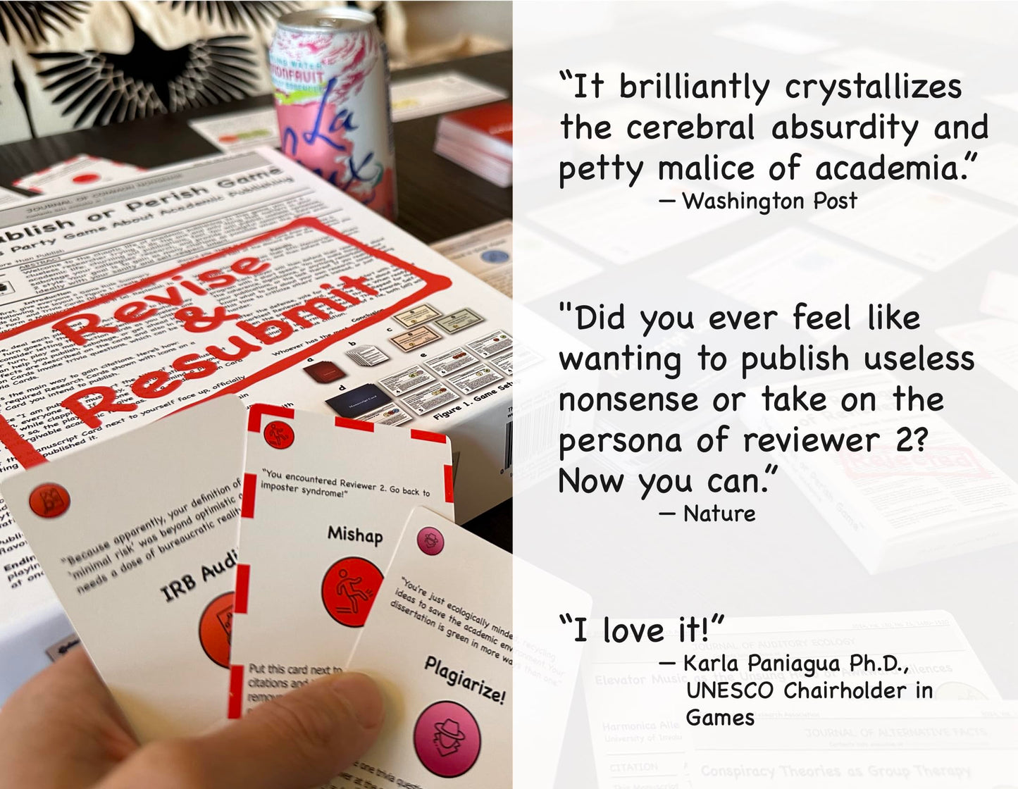 Publish or Perish: A Humorous Party Game About Academia (Kickstarter Edition) | 3-6 Players 14+ | Created by Max Bai Ph.D. Peer-Reviewed by Unserious Researchers Almost Approved by Reviewer 2