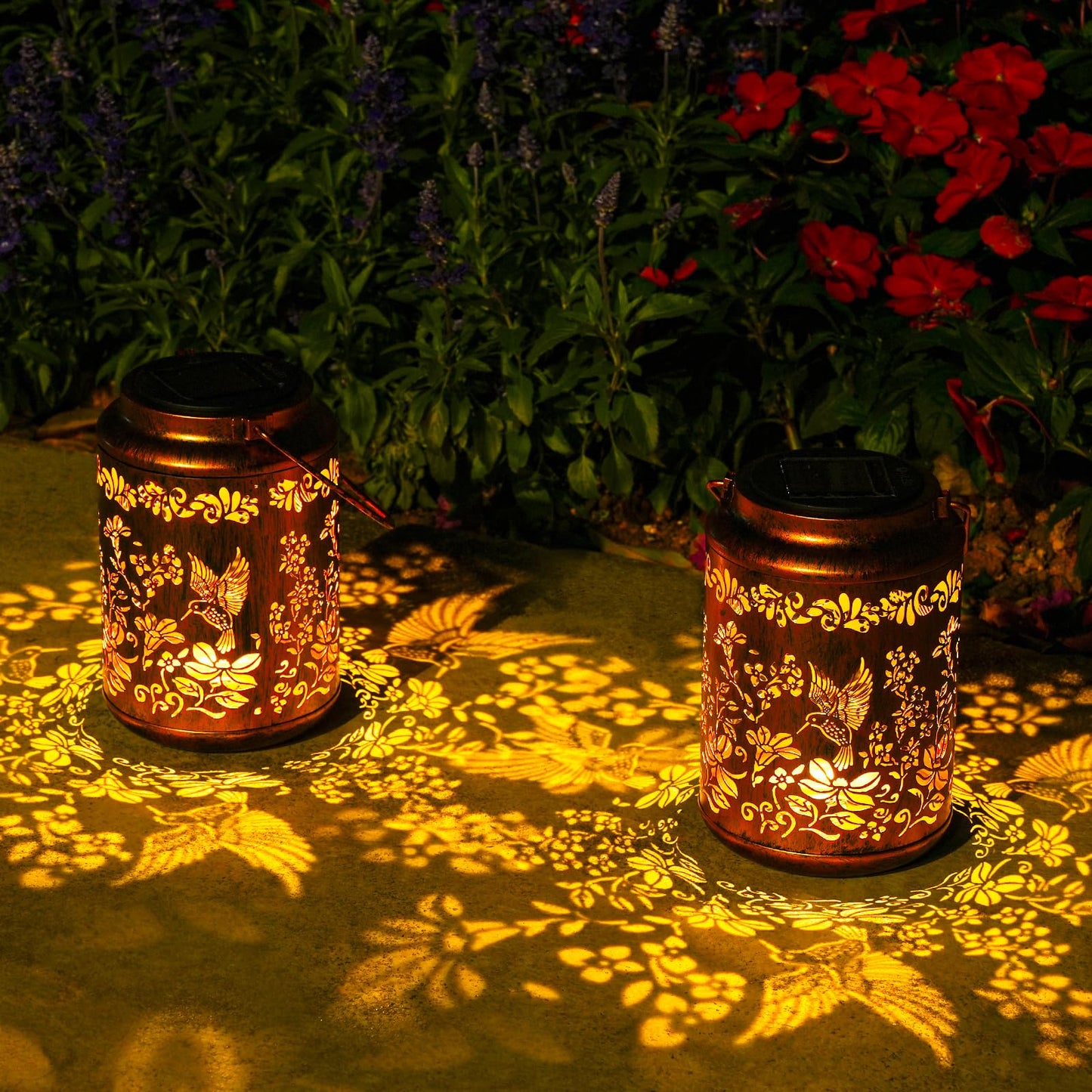 Hummingbird Solar Lanterns Outdoor - OxyLED Metal Waterproof Solar Garden Lanterns, Hanging Lanterns Solar Powered with Handle for Table Pathway Walkway, Chirstmas Gifts for Mom Grandma Women