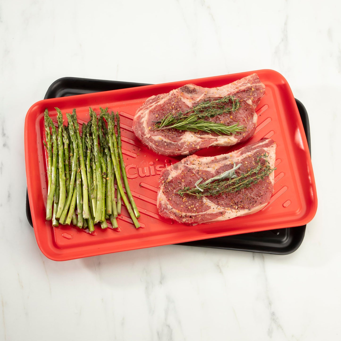 Cuisinart Grilling Prep and Serve Trays, 17"x 10.5", Dishwasher Safe, Fits 6 Burgers, Red and Black (CPK-200C)