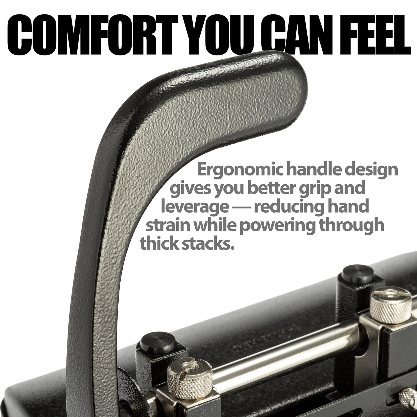 Officemate Heavy Duty Adjustable 2-3 Hole Punch with Lever Handle, 32-Sheet Capacity, Black (90078)