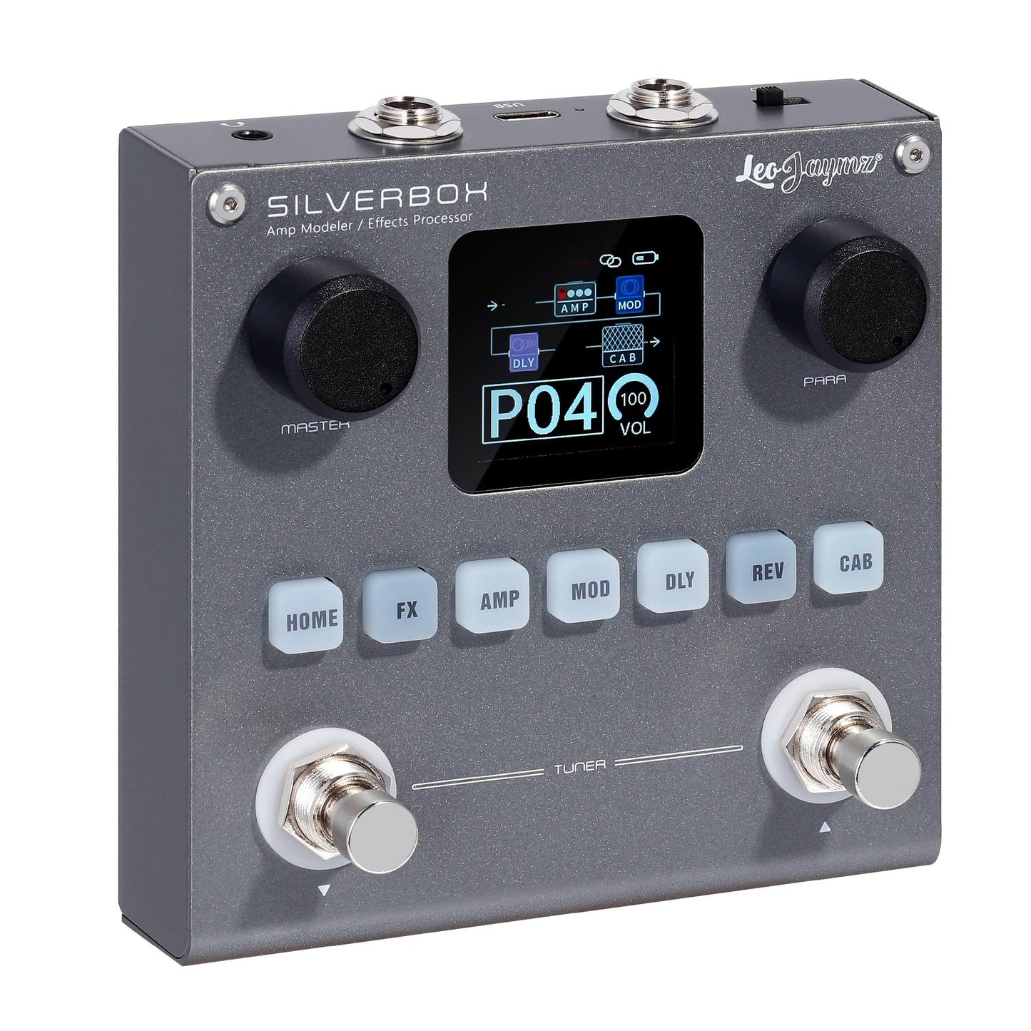 Leo Jaymz Portable Multifunctional Guitar/Bass Effector - 80 Editable Presets, 6 Effects Modules, Built-in Battery