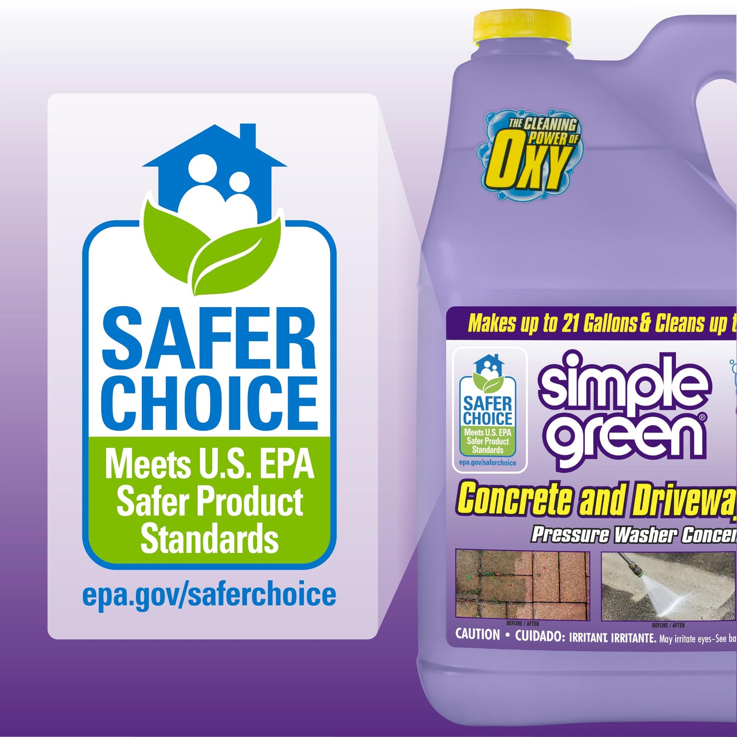 Simple Green Oxy Solve Concrete and Driveway Pressure Washer Cleaner - Removes Stains from Mold, Mildew and Oil on Garage Floors, Sidewalks, Walkways & Driveways - Concentrate 1 Gal.