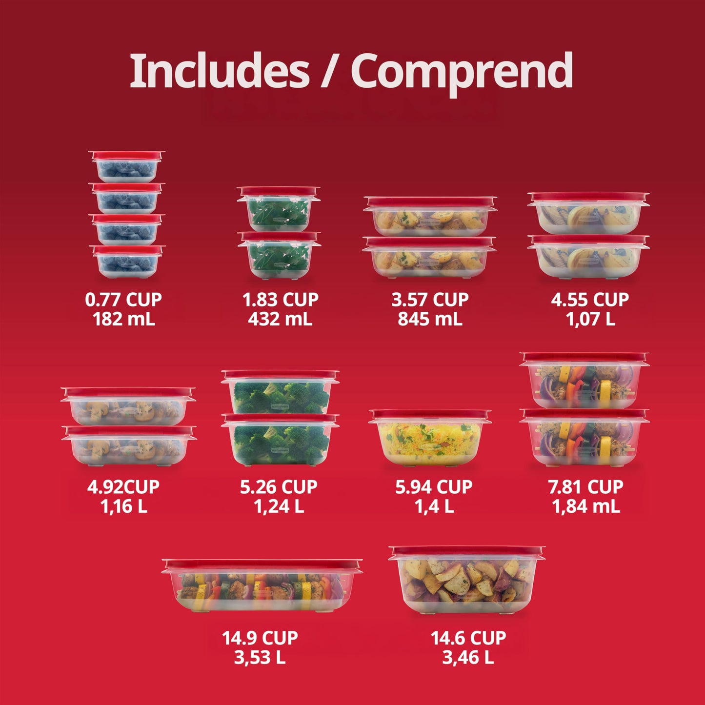 Rubbermaid EasyStore Food Storage Containers with Lids, 38-Piece Set