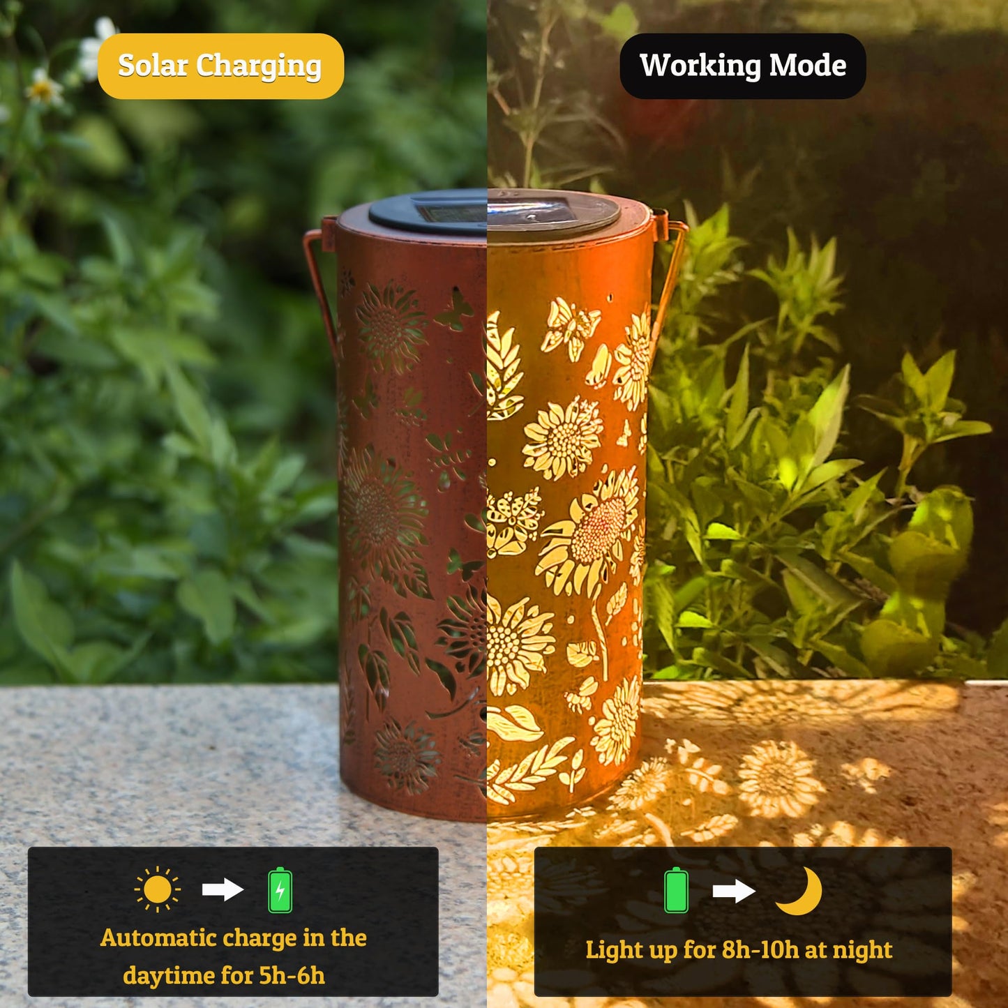 Camaxun Gifts for Women Sunflower Lanterns Garden Decor, Waterproof Hanging Decorations Solar Lights Outdoor, Gardening Gifts for Backyard Porch Patio Table Yard Balcony Lawn Pathway