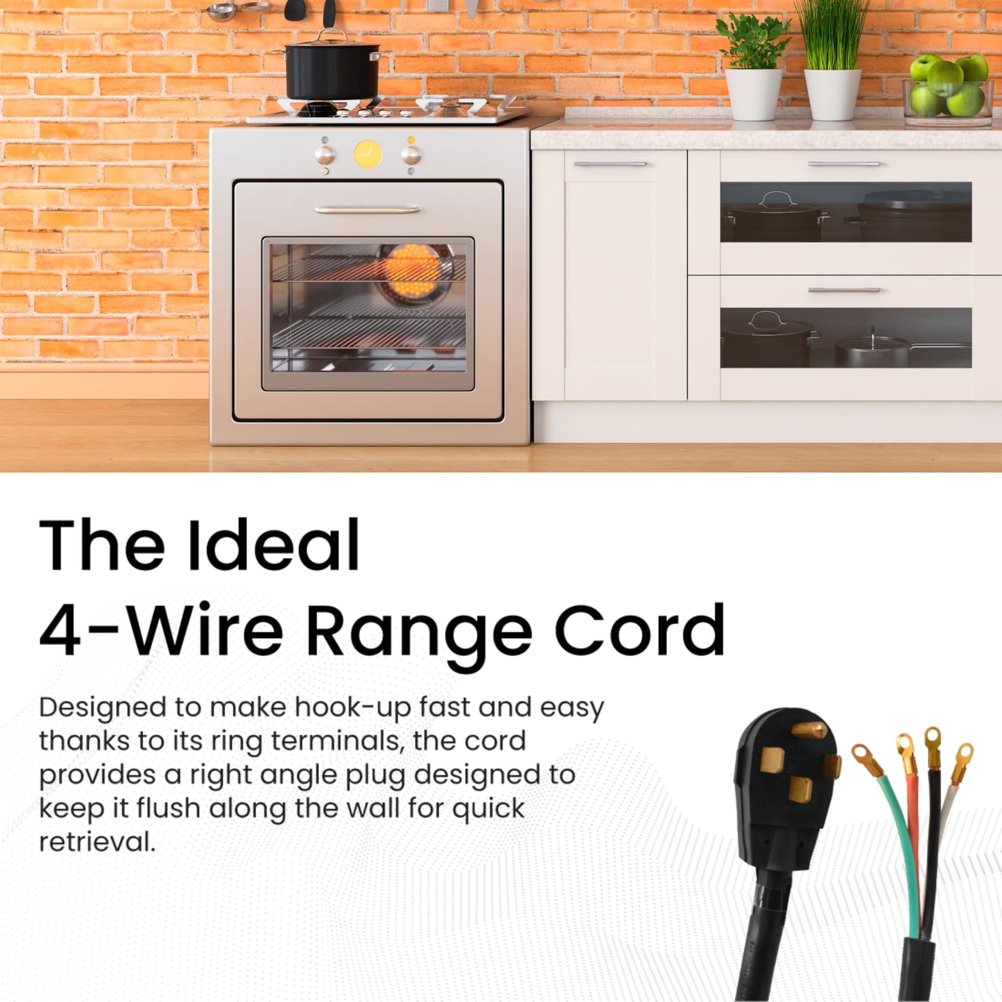 Perfpower Go Green 6-Feet 4-Feet Wire Range Cord, 50 Amp