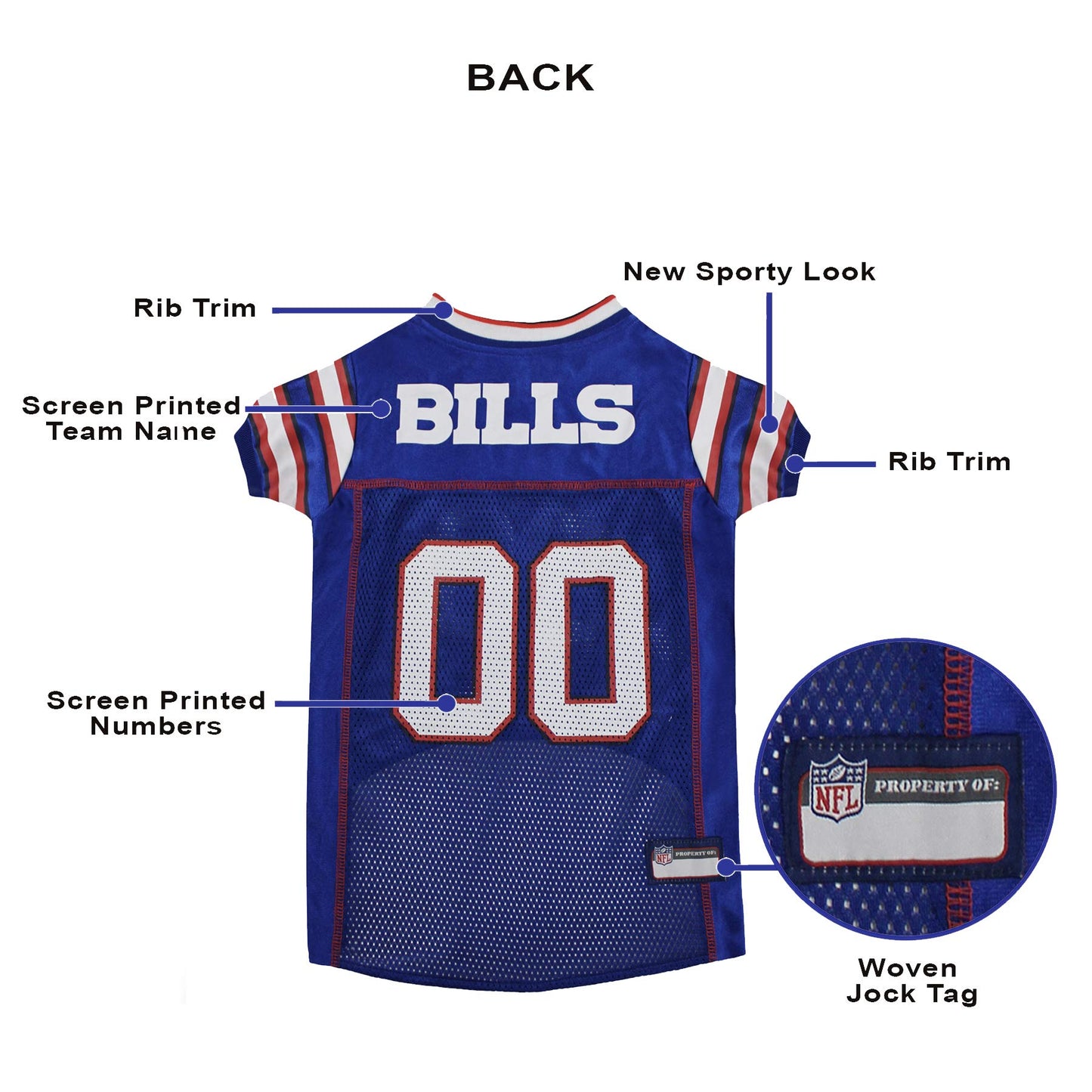 NFL Buffalo Bills Dog Jersey - XX-Large, Football Jersey Costume for Dogs