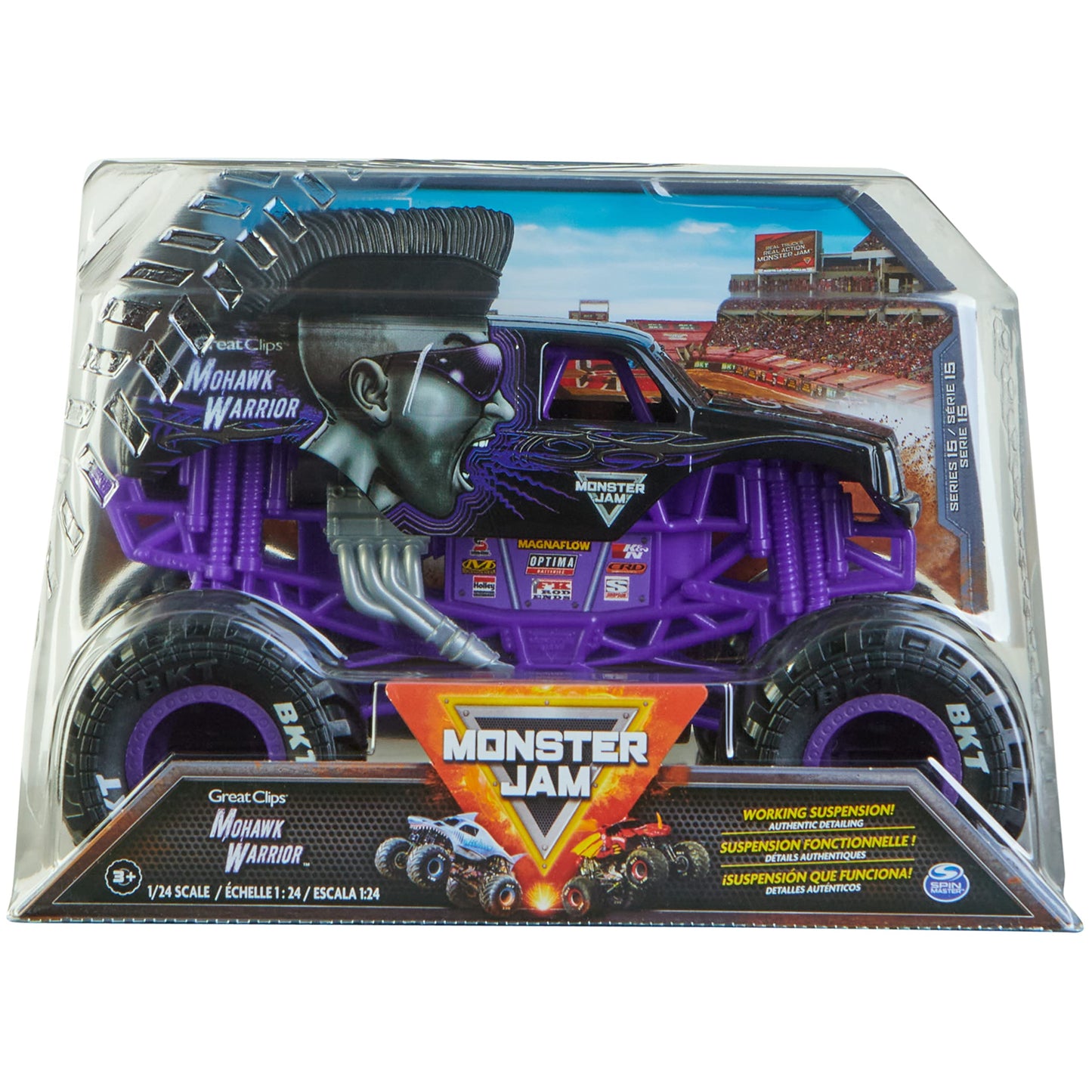 Monster Jam, Official Mohawk Warrior Monster Truck, Collector Die-Cast Vehicle, 1:24 Scale, Kids Toys for Boys Ages 3 and up