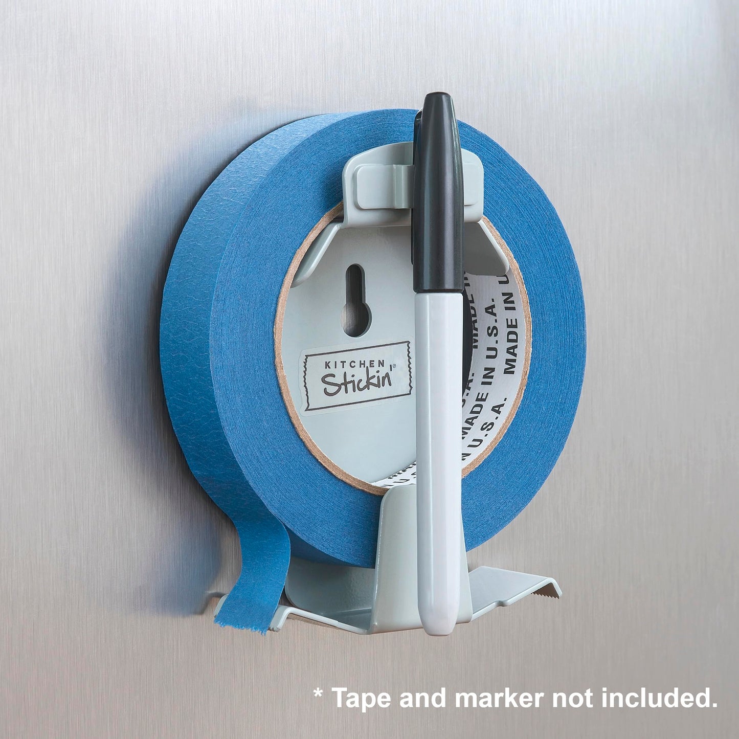 Kitchen Stickin' Pro Metal Tape Dispenser, Wall-Mounted Tape & Label System