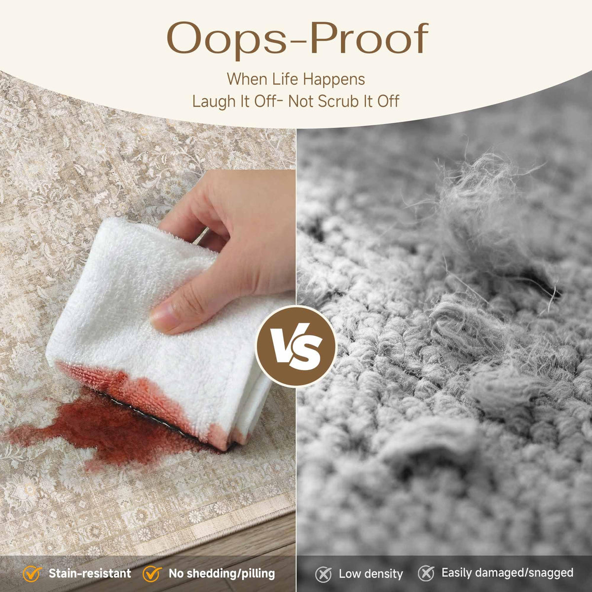 PureCozy 5x7 Beige Washable Area Rugs Living Room Floral Accent Distressed Carpet Non Slip Soft Tapis Salon Low Pile Throw Rug Stain Resistant for Bedroom Dinning Room Office Farmhouse Nursery