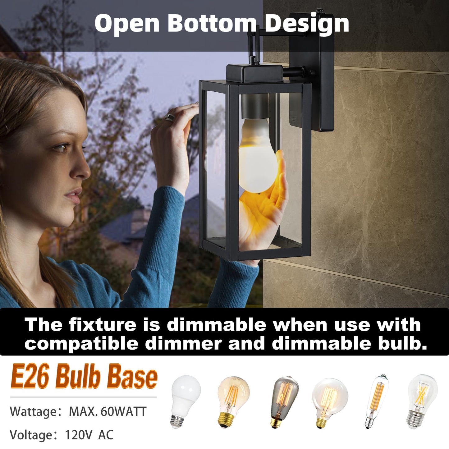 2 Pack 12 Inch Outdoor Wall Lights Dusk to Dawn,Exterior Sconce Lights with Sensor Photocell Black Wall Lantern for Porch Patio Garage Dusk to Dawn Outdoor Lighting Set of 2