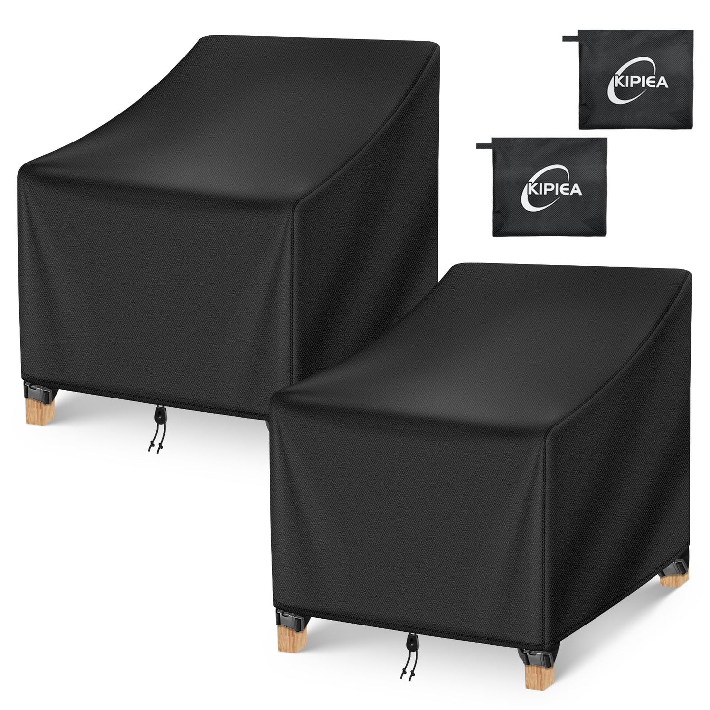 Kipiea 500D Patio Chair Covers Waterproof Winter - 2 Pack Lawn Outdoor Furniture Chair Covers with Anti UV and No Tears, No Fading (35"W x 38"D x 31"H)