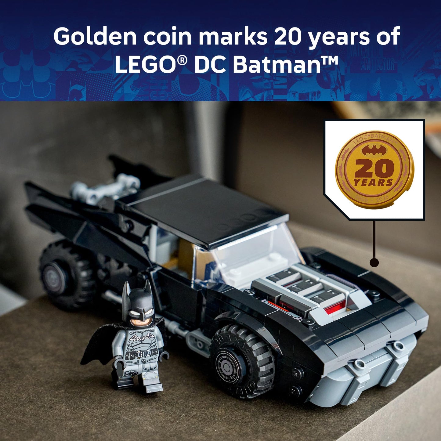 LEGO DC Batman: The Batman Batmobile Building Toy for Kids - Building Blocks with Minifigure & Golden Coin - Super Hero Room Decor for Boys & Girls, Ages 9+ - Gift Idea for Birthdays - 76332