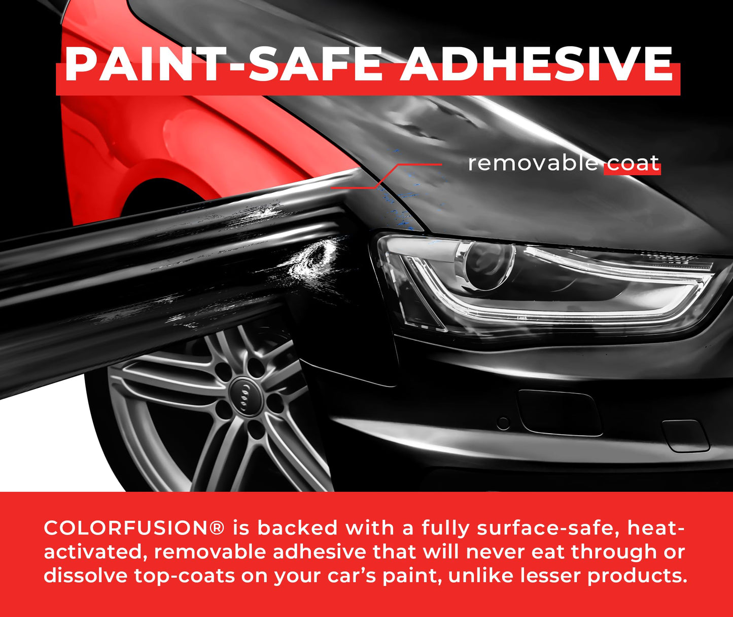 ColorFusion PPF by VViViD, Gloss Piano Black Dry Apply PPF Vinyl Car Wrap Roll 1.3ft x 5ft