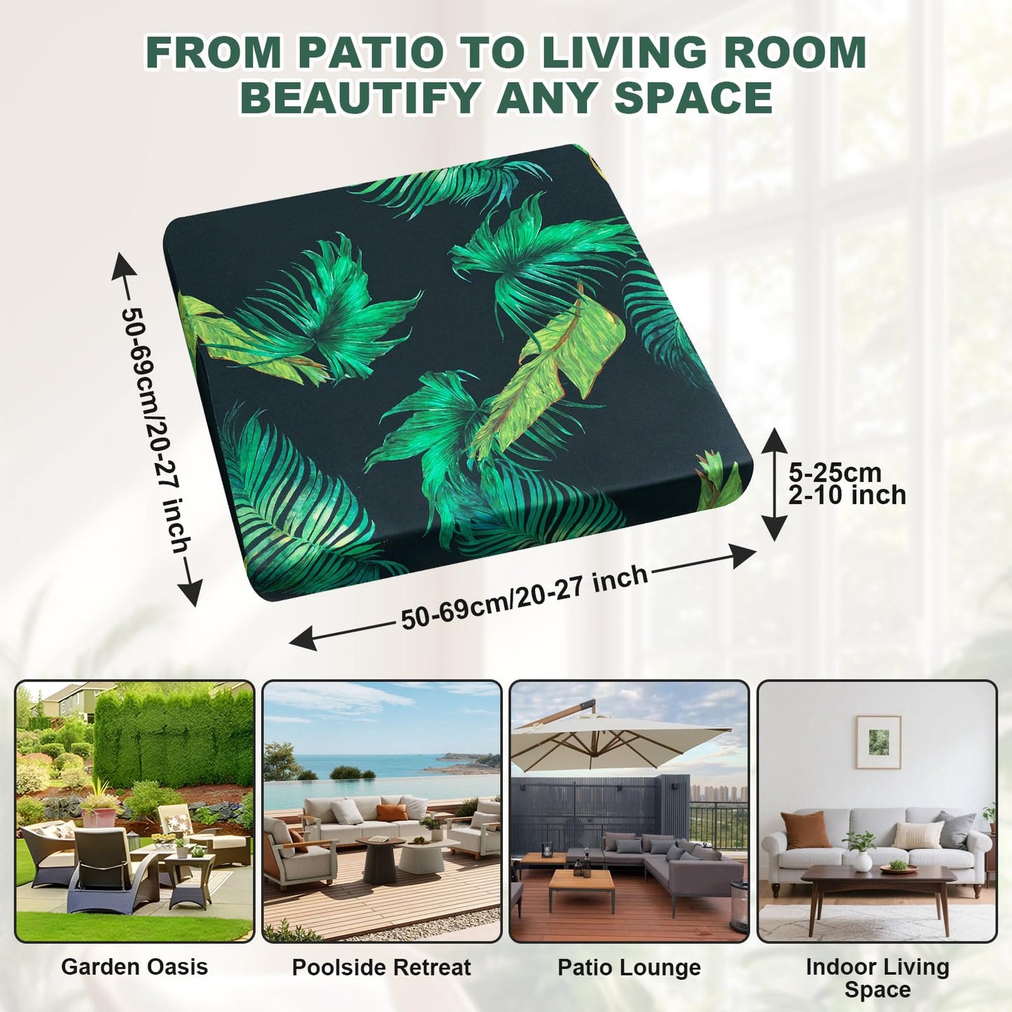 6 Pcs Outdoor Couch Covers, Patio Sofa Cushion Covers-Stretch Print Slipcovers,Washable Chair Seat Cushions Slipcovers for Indoor & Outdoor Furniture