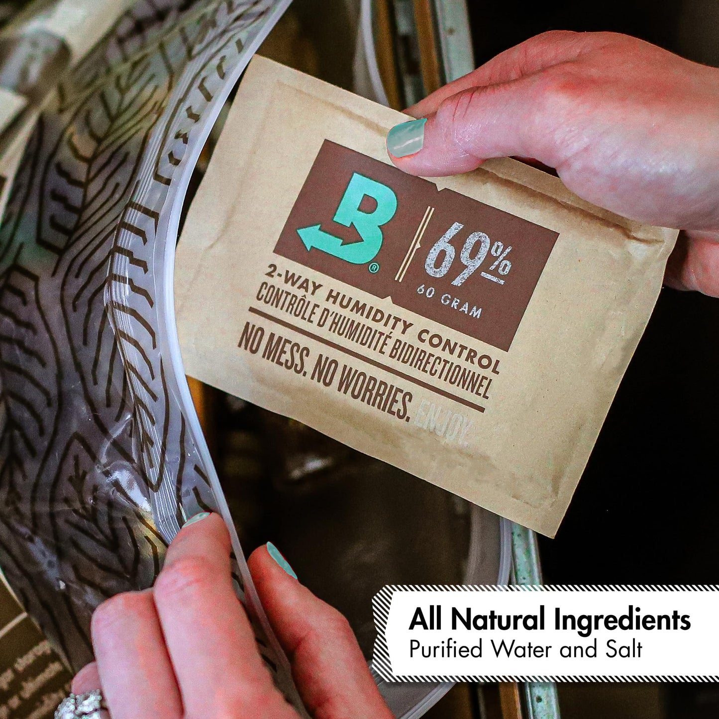 Boveda 69% Two-Way Humidity Control Packs For Plastic and Wood Containers Size 60 – 4 Pack – Moisture Absorbers – Humidifier Packs – Hydration Packets in Resealable Bag