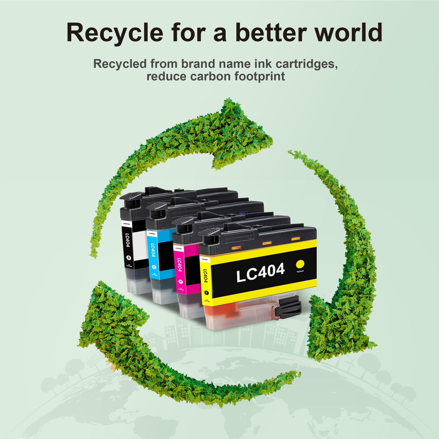 LC404 Ink Cartridges Compatible Replacement MFC-J1205W Ink Cartridges VOREDO LC-404 LC404 High Yield Work with Brother MFC-J1205W, MFC-J1215W, MFC-J1205W XL Printer (4 Pack)