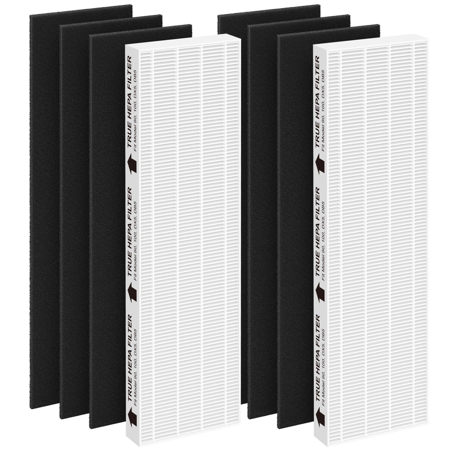 True HEPA Replacement Filter Compatible with Fellowes AeraMax 100 90 DX5 DB5 Air Purifier, Compared to Part 40101701 9287001 9324001, 2 HEPA Filter with 6 Activated Carbon Pre Filter