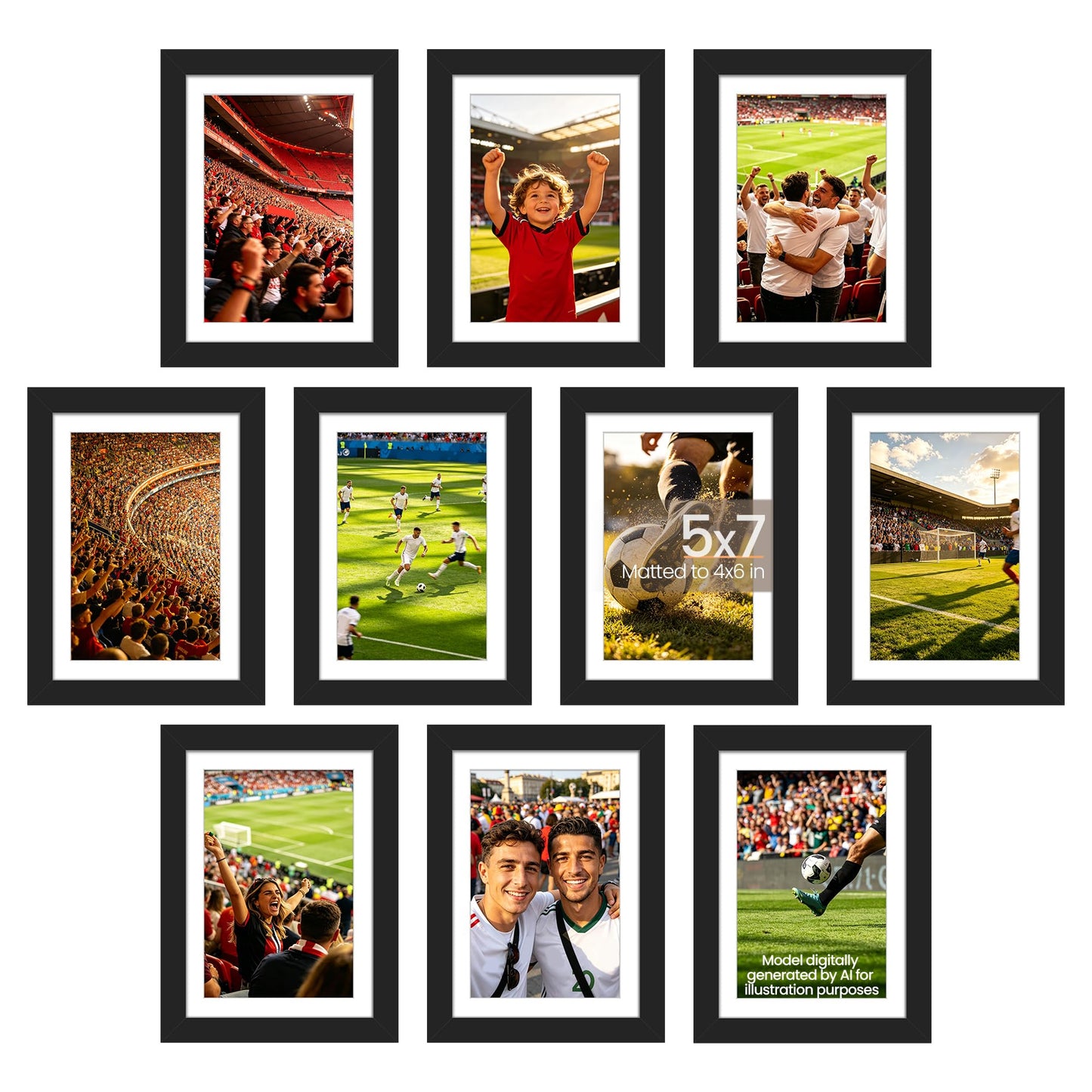 upsimples 5x7 Picture Frame Set of 10,Multi Photo Frames Collage for Wall or Tabletop Display,Black