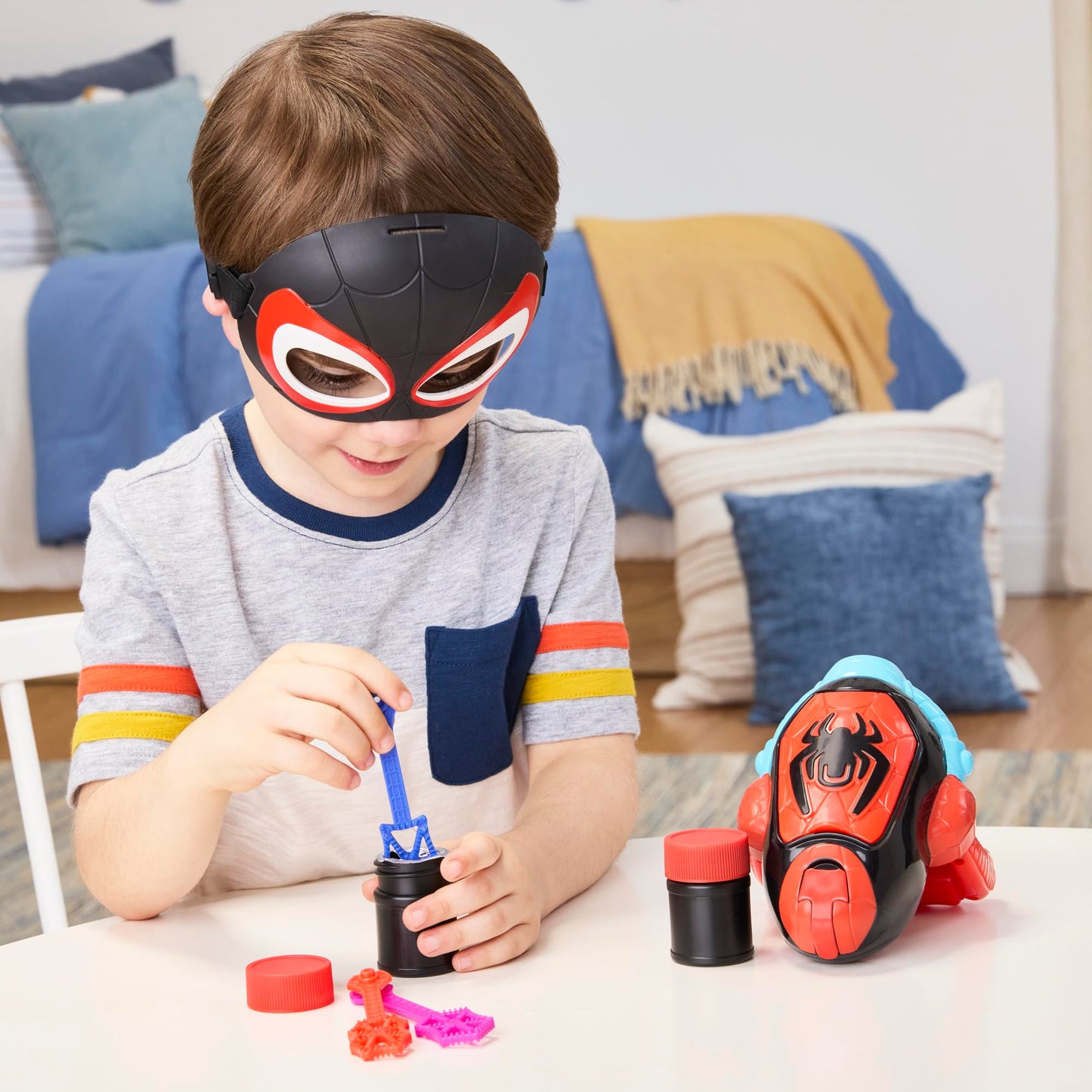 Marvel Spidey and His Amazing Friends Water-Webs Miles “Spin” Morales Electronic Bubble Slinger Role Play Set with Mask, Super Hero Toys for Kids, Ages 3+ (Amazon Exclusive)