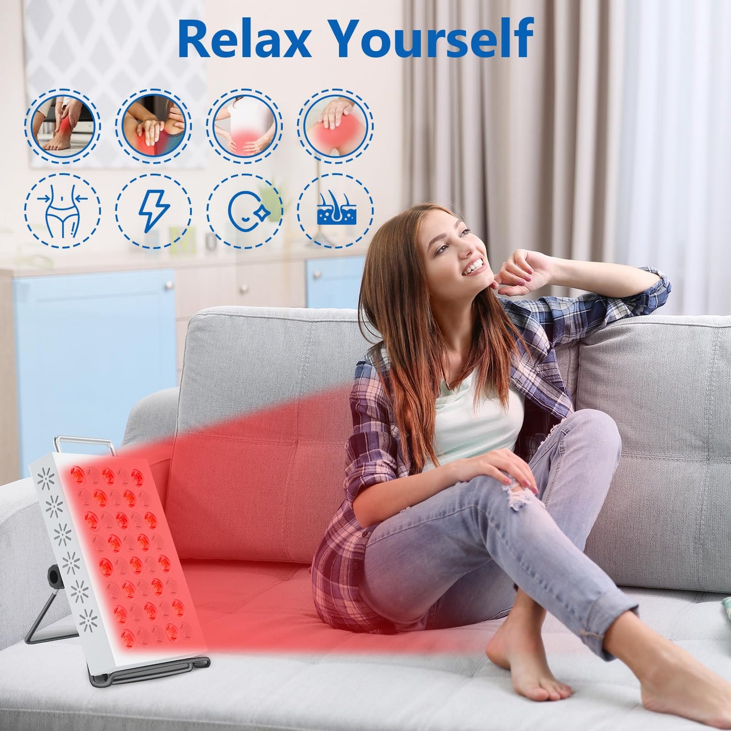 40LED Red Light Panel, 660nm&850nm Infrared Light for Face and Body, Adjustable Angle & Brightness for Home & Office