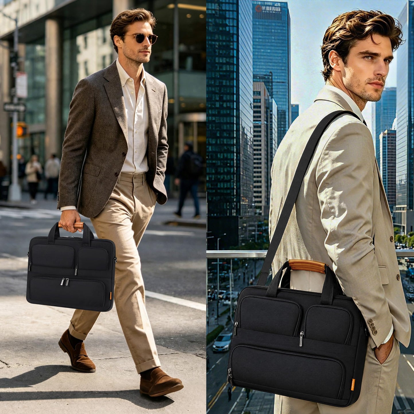 DOMISO 17-17.3 Inch Laptop Bag Business Briefcase Messenger Shoulder Bag Compatible with 17" Laptops/17.3" HP Pavilion/MSI GS73VR Stealth Pro/Dell/Acer/Asus,Black