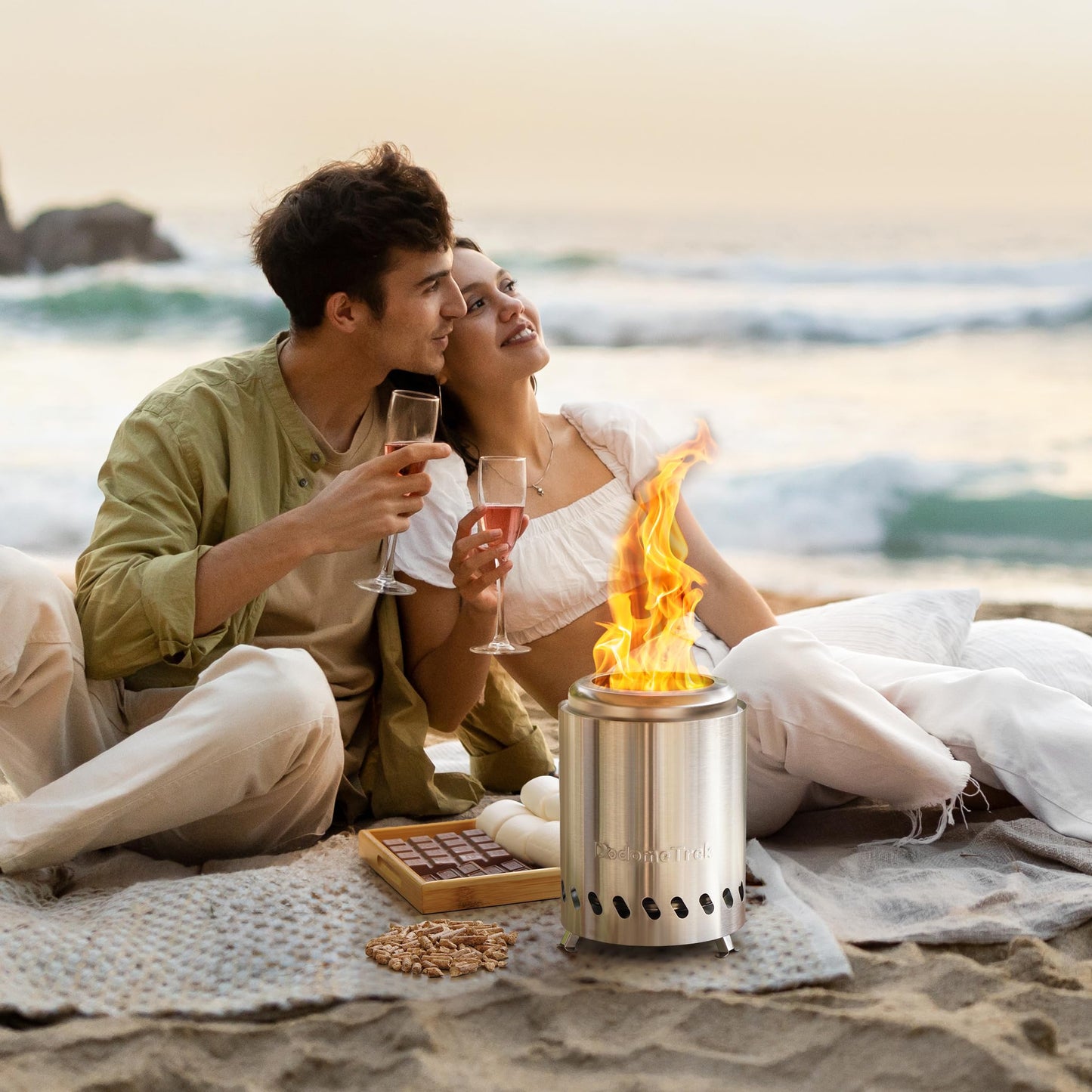 Mini Smokeless Fire Pit, Small Firepit with Stand, Portable Fire Pit 5 Inch Stainless Steel