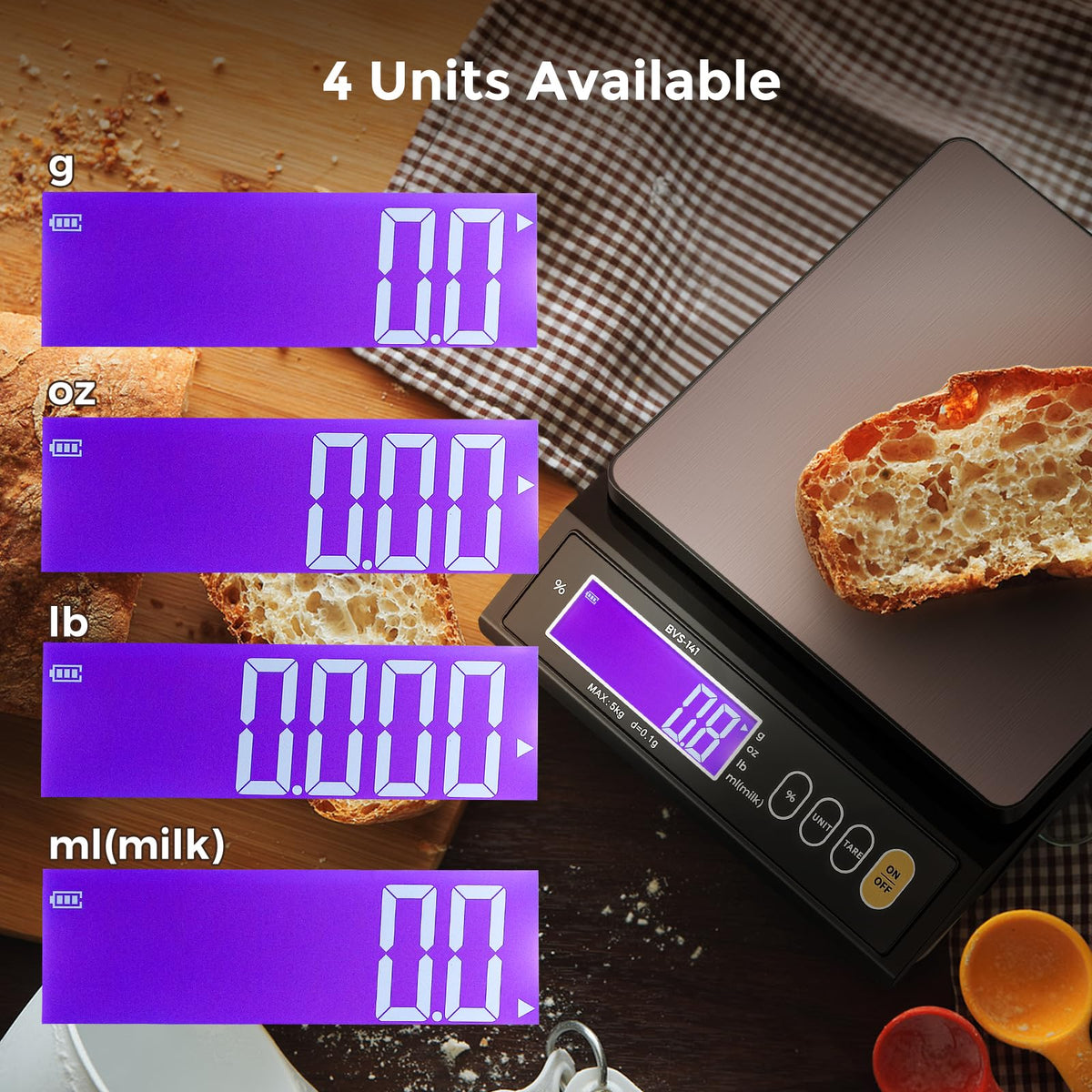 Bonvoisin Baking Scales 0.1 Gram Accuracy Digital Scales for Kitchen, Candle, Soap and Sourdough Bread, with Percentage Weighing Function, Weighing in Grams, Pounds and Ounces (10 lbs)