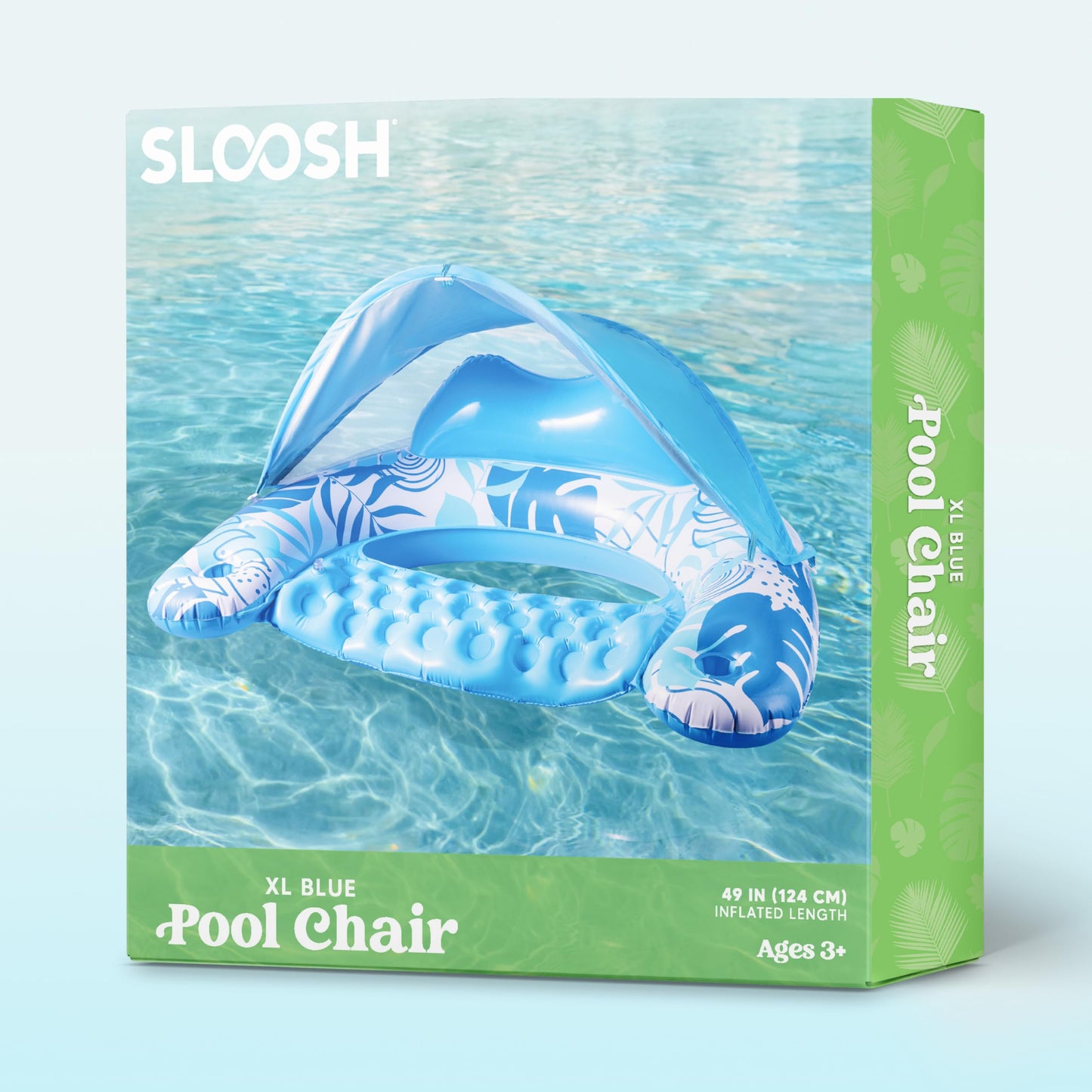 Sloosh Pool Floats with Canopy Adult,XL Inflatable Pool Lounge Chairs with Cup Holders,Floating Chair for Adults,Inflatable Floaties with Headrest for Party Beach Summer Water Fun,Blue