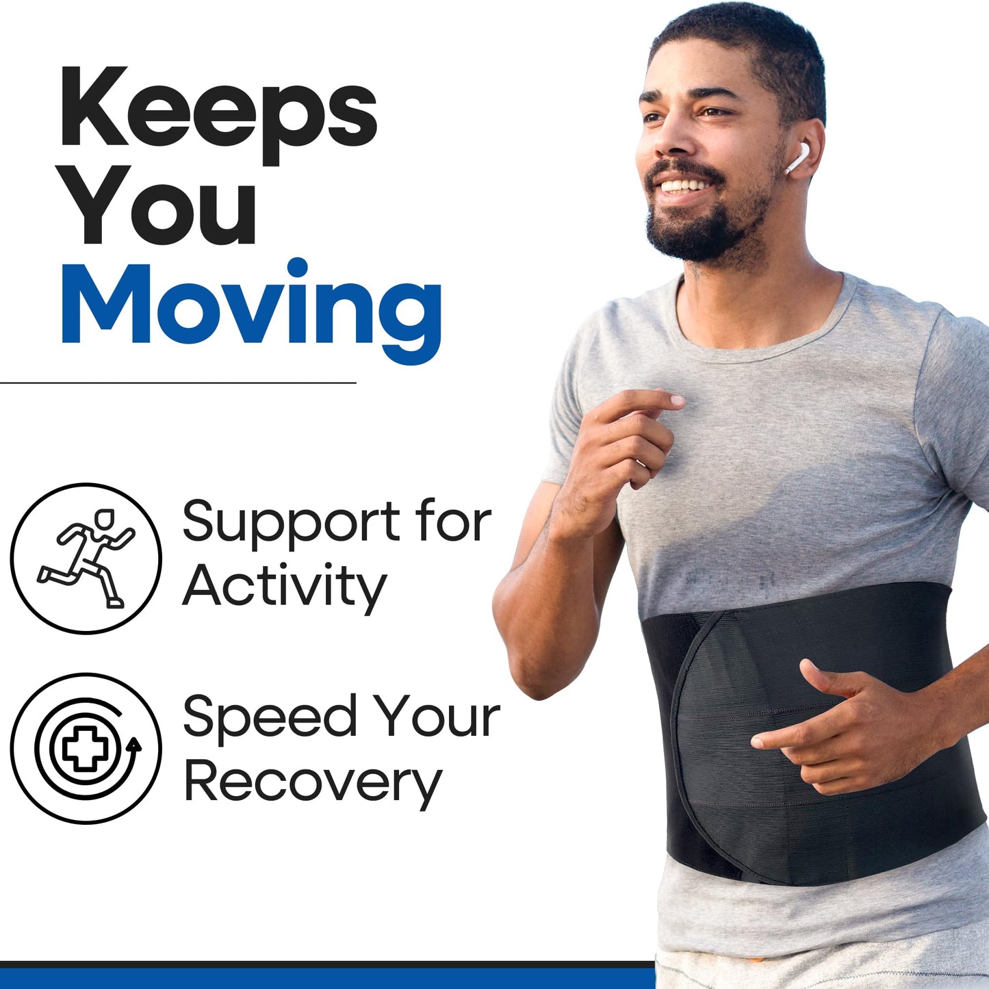 Abdominal Binder Post Surgery Tummy Tuck | Postpartum Belly Band Wrap | Post C Section Belly Binder | Stomach Compression Hernia Belt For Men or Women After Pregnancy Hysterectomy (Black, L/XL (42" to 53"))