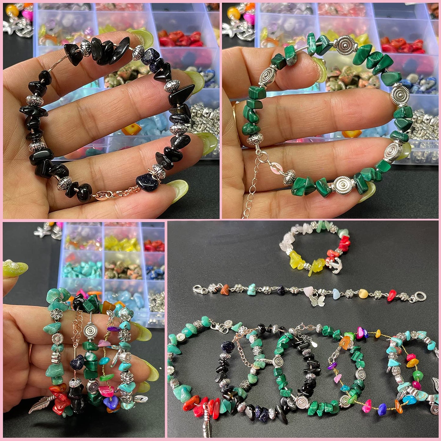 Xmada Jewelry Making Kits - 1587pcs Beads Crystal Beads Jewelry Beading Thread Earring Hooks Rings Bracelets for Girls Adults