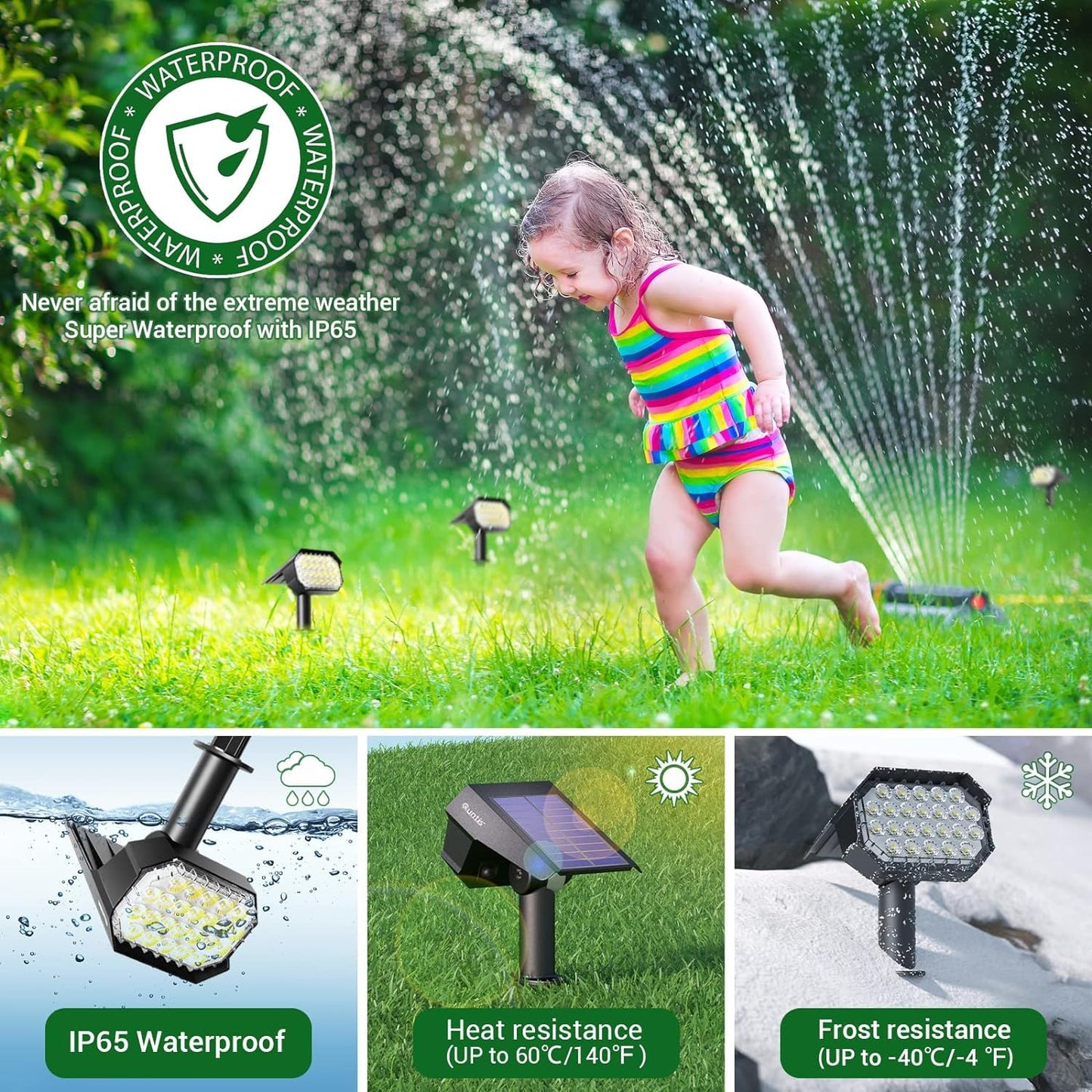 Solar Spot Lights Outdoor 6 Pack, Waterproof 3 Lighting Modes Auto ON/Off Solar & Type C Powered Landscape Spotlights for Walkway Driveway-Cool White