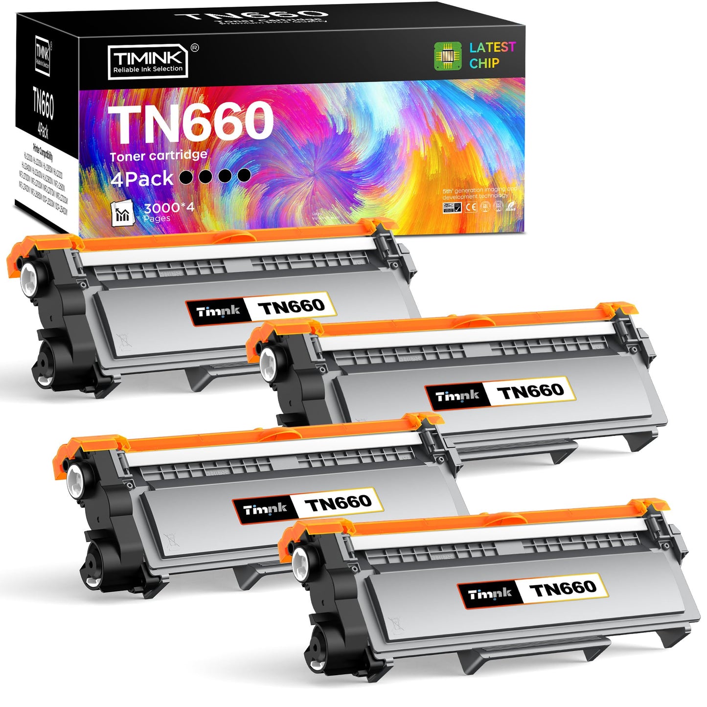 TN660 Compatible Toner Cartridge Replacement for TN660 TN-660 TN 660 TN630 Compatible with HL-L2300D HL-L2380DW HL-L2320D DCP-L2540DW MFC-L2700DW MFC-L2685DW Printer 4 Black Toner