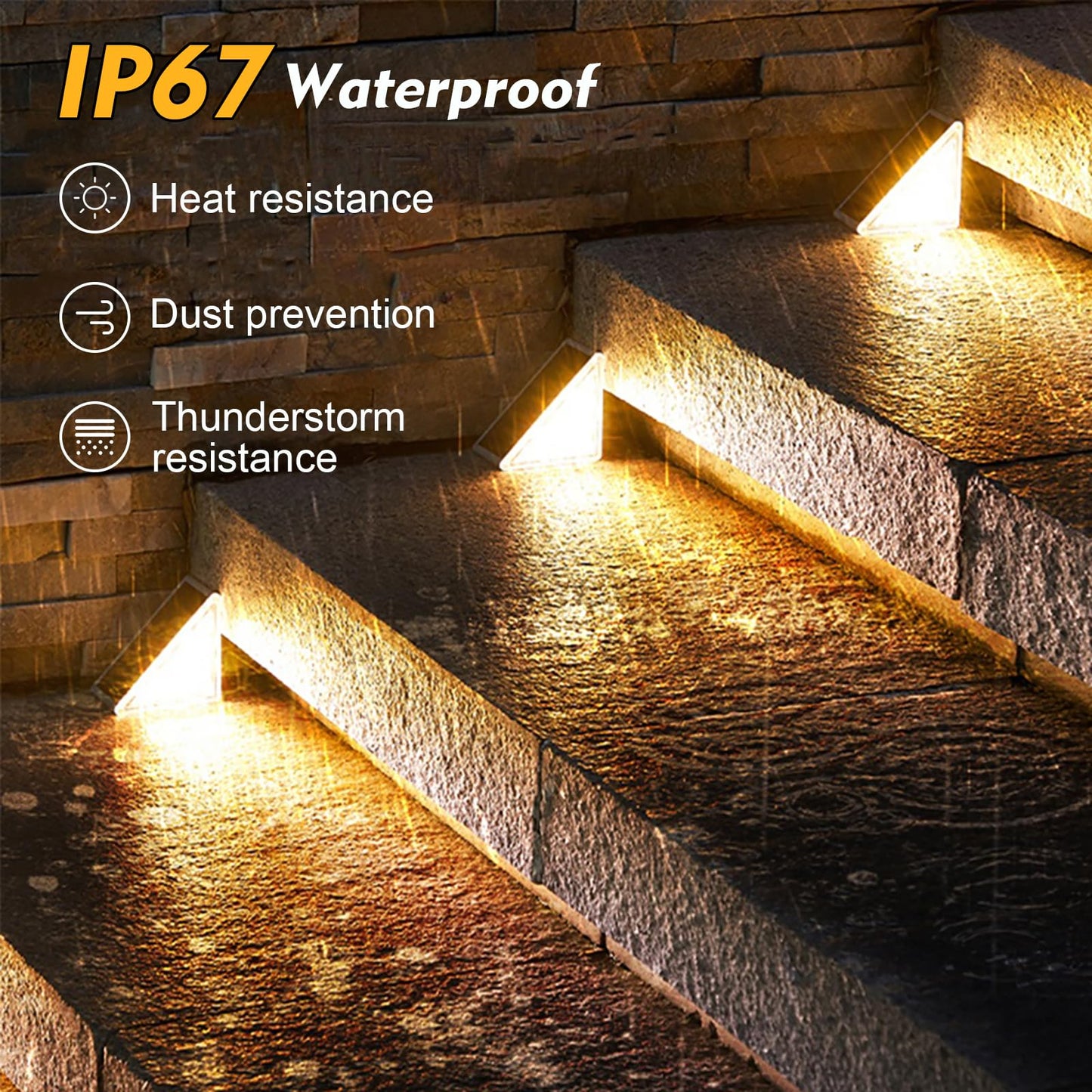 Solar Stair Lights, Dusk to Dawn Step Lights, IP67 Waterproof Outdoor 3000k Warm White Deck Lights Garden Decoration Lights for Yard, Patio, Walkways, Front Door, Pathway (Warmwhite, 6 Pack)