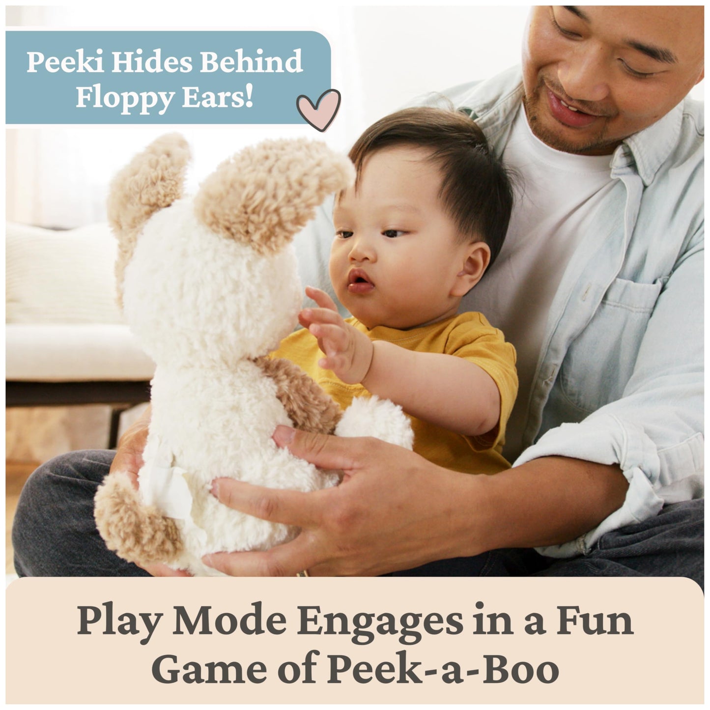 Baby GUND Peeki The Puppy Animated Plush, Singing Stuffed Animal, Sensory Toy for Babies and Toddlers, Plays Peek-a-Boo and Sings, Brown/Cream, 12”