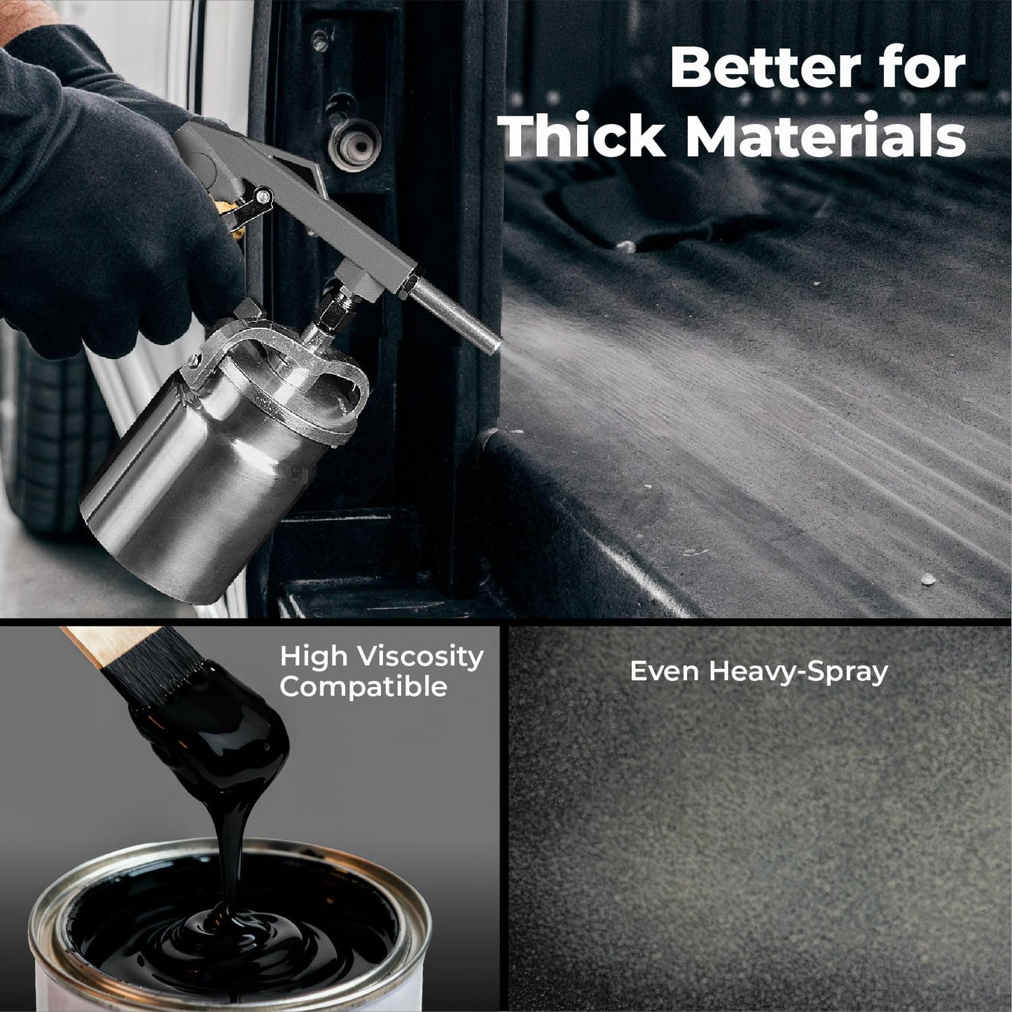 InoKraft Undercoating Spray Gun with Suction Feed Cup for Truck Bed Liner Coating, Rubberized Undercoat, Rust Proofing